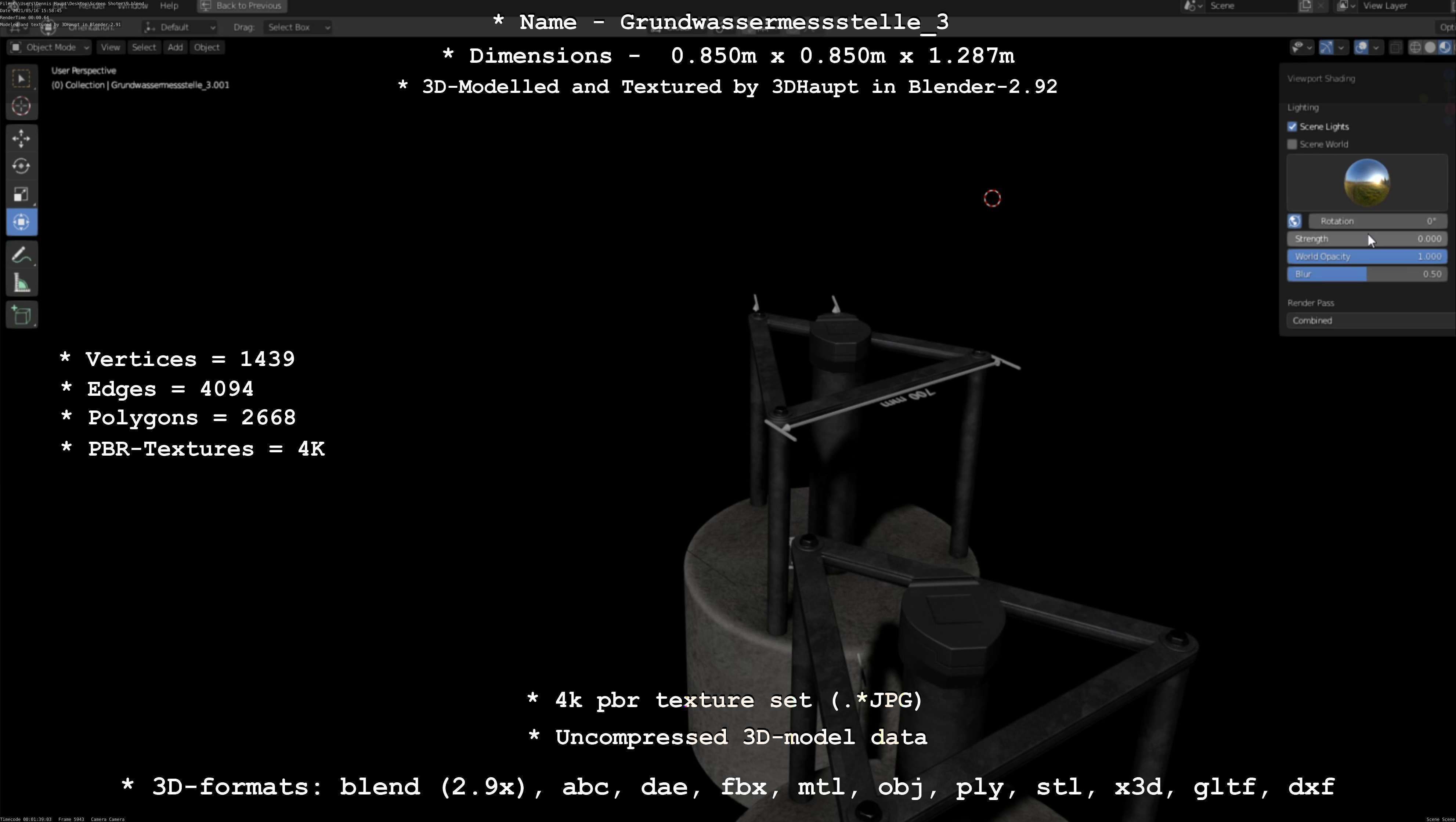 Groundwater monitoring well 3 version 2  Low-poly 3D model_103