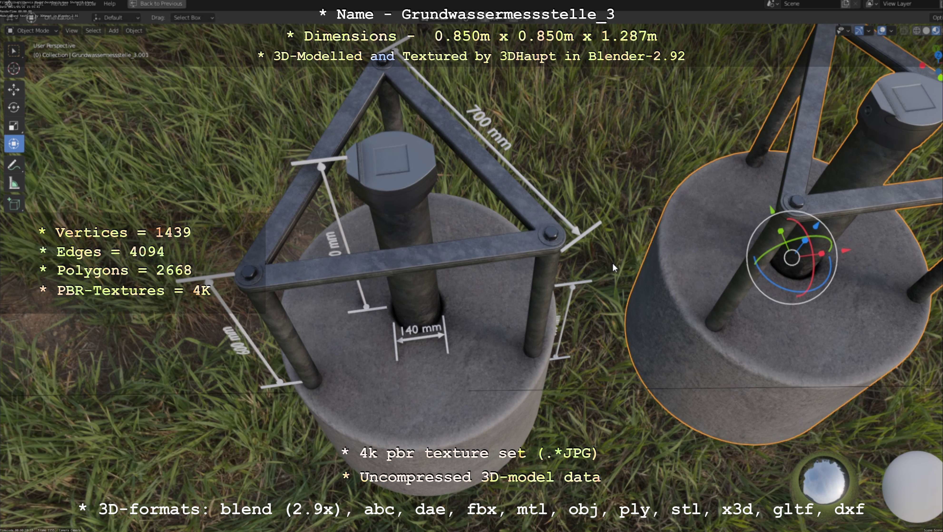 Groundwater monitoring well 3 version 2  Low-poly 3D model_45