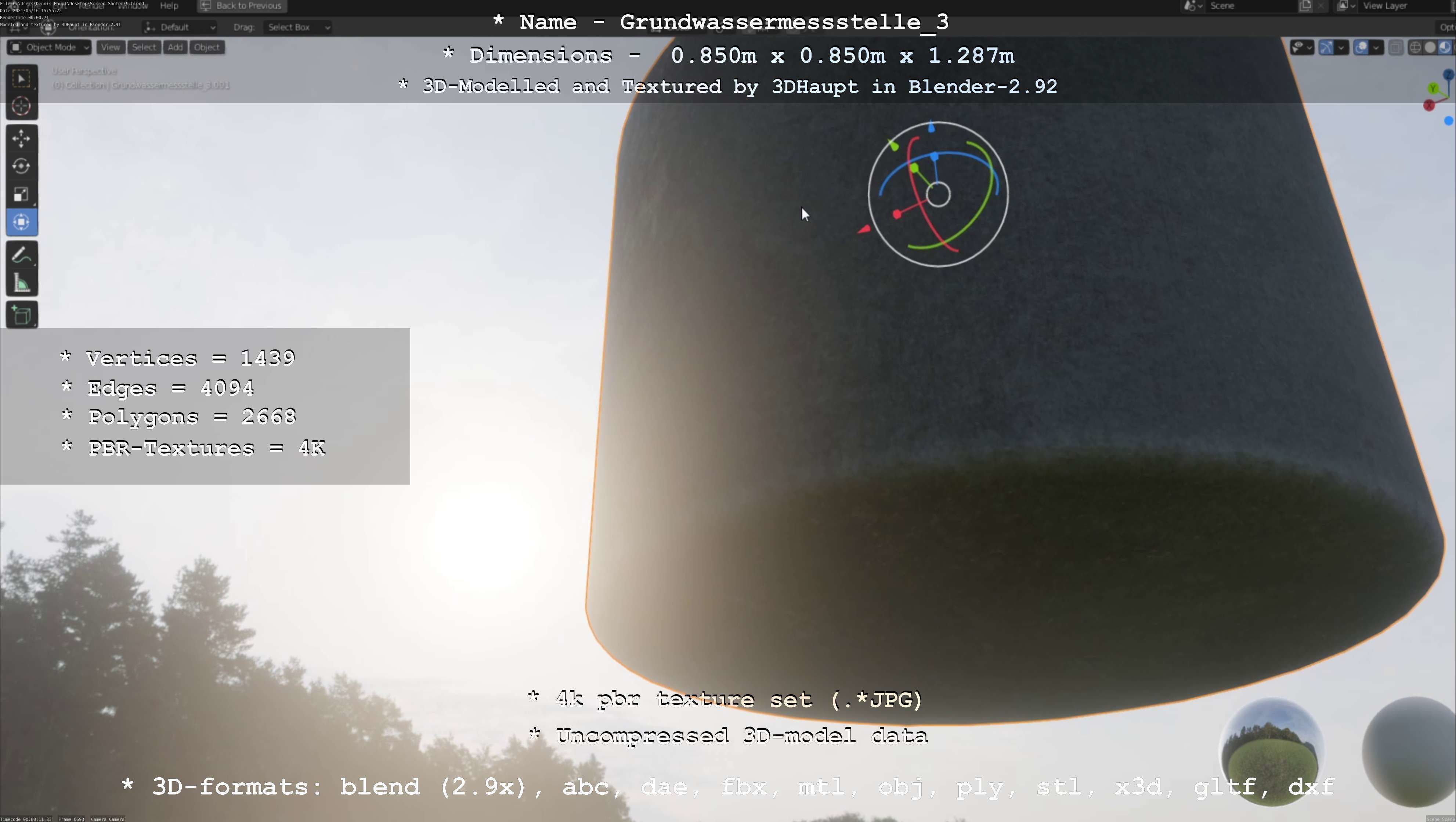 Groundwater monitoring well 3 version 2  Low-poly 3D model_134
