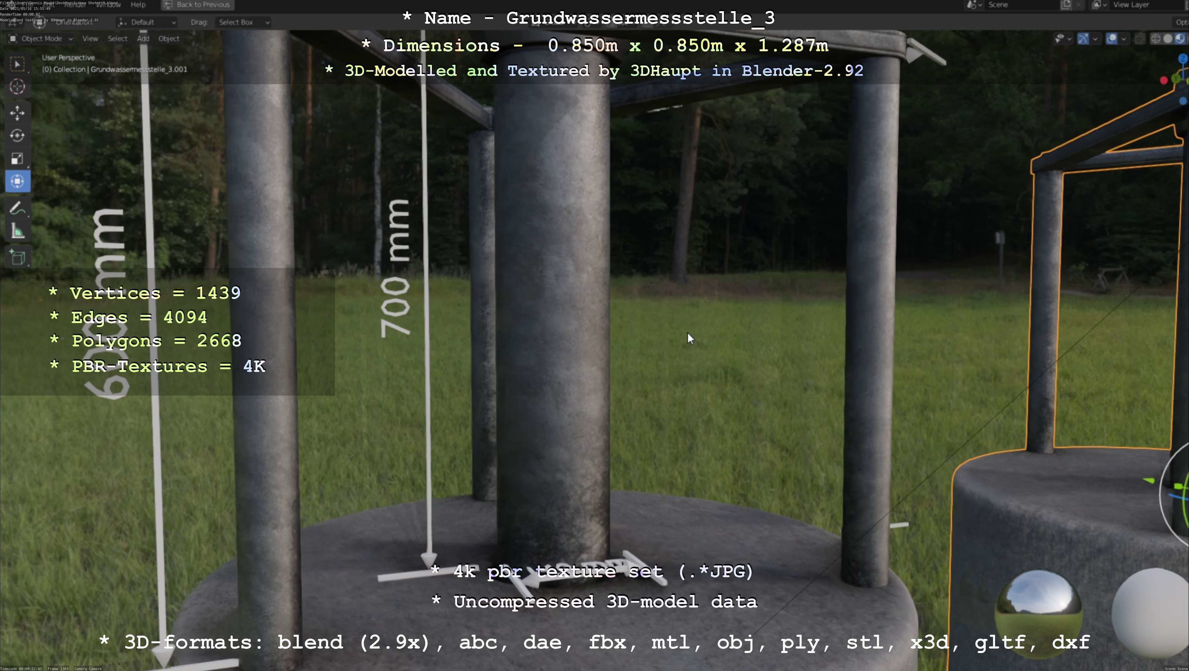 Groundwater monitoring well 3 version 2  Low-poly 3D model_46