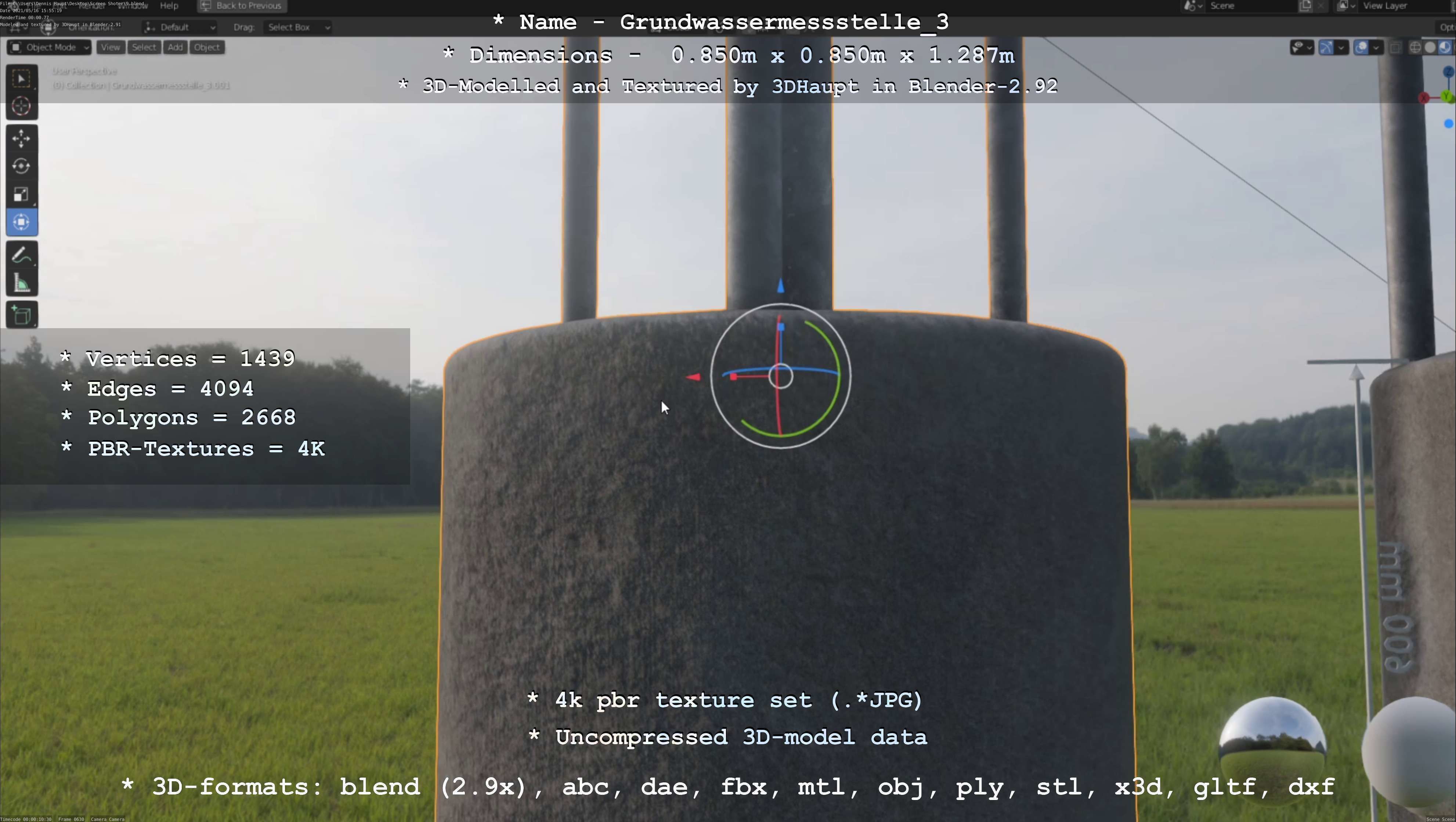 Groundwater monitoring well 3 version 2  Low-poly 3D model_29