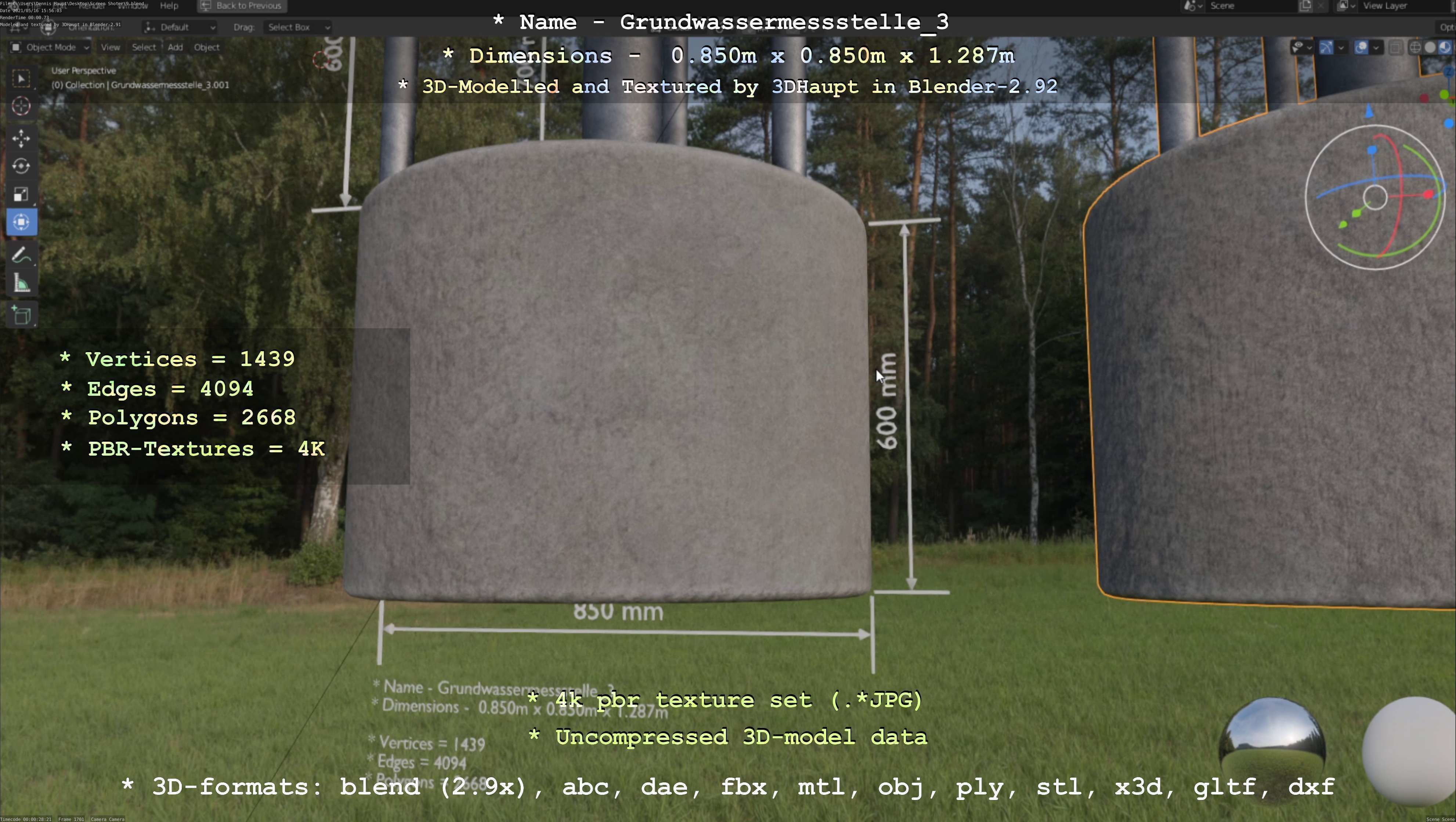 Groundwater monitoring well 3 version 2  Low-poly 3D model_60