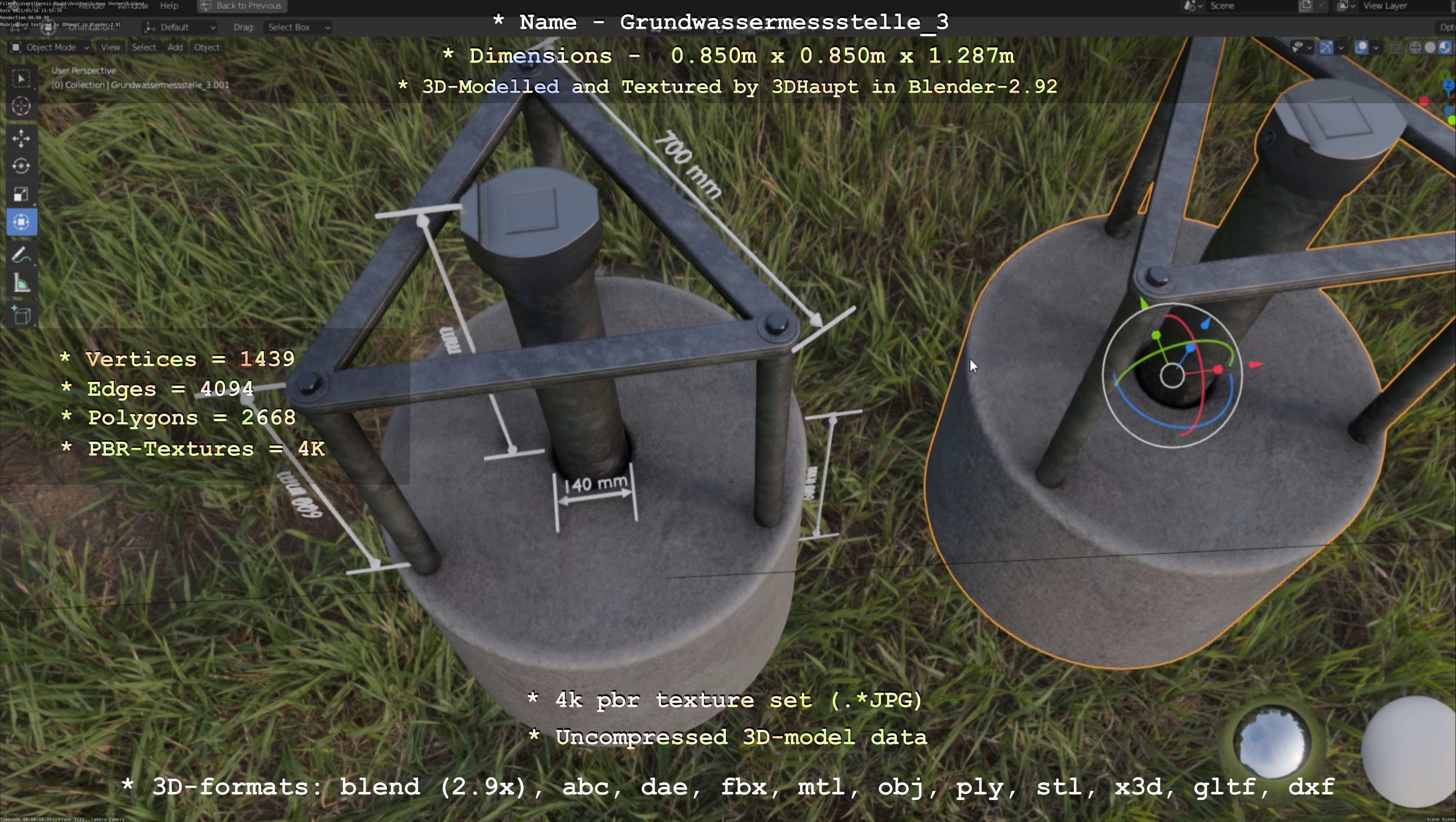 Groundwater monitoring well 3 version 2  Low-poly 3D model_44