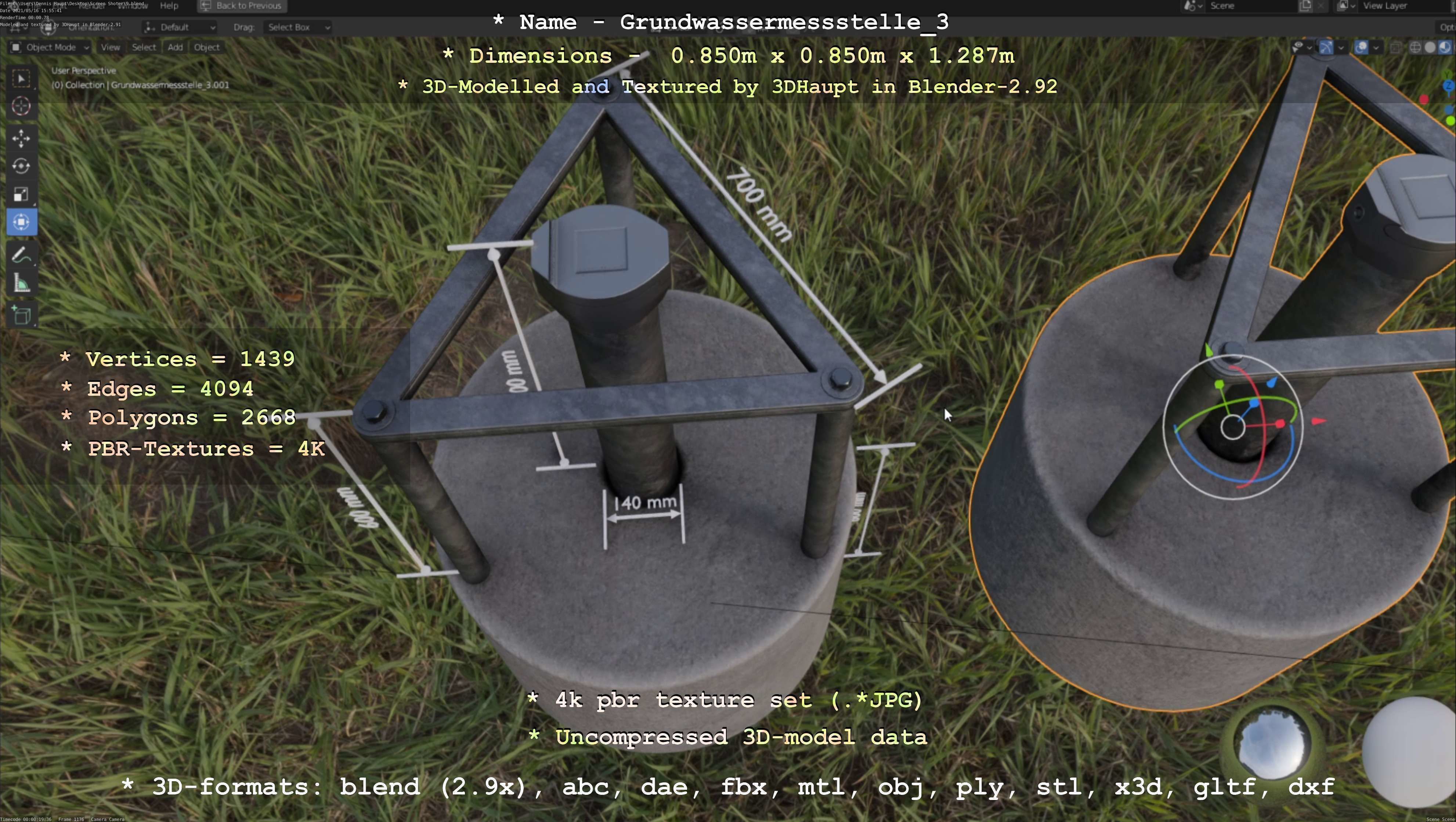 Groundwater monitoring well 3 version 2  Low-poly 3D model_52