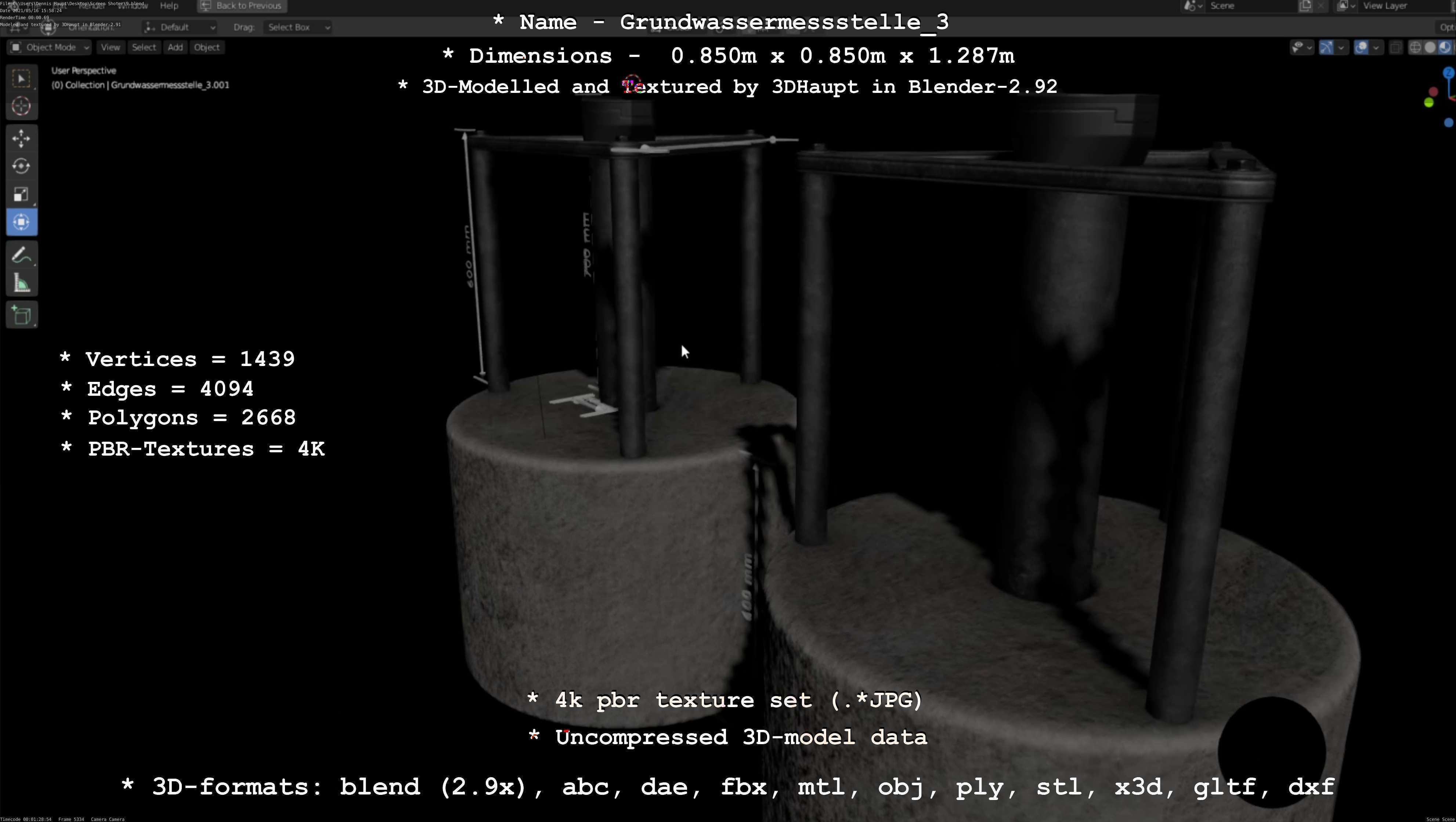 Groundwater monitoring well 3 version 2  Low-poly 3D model_85