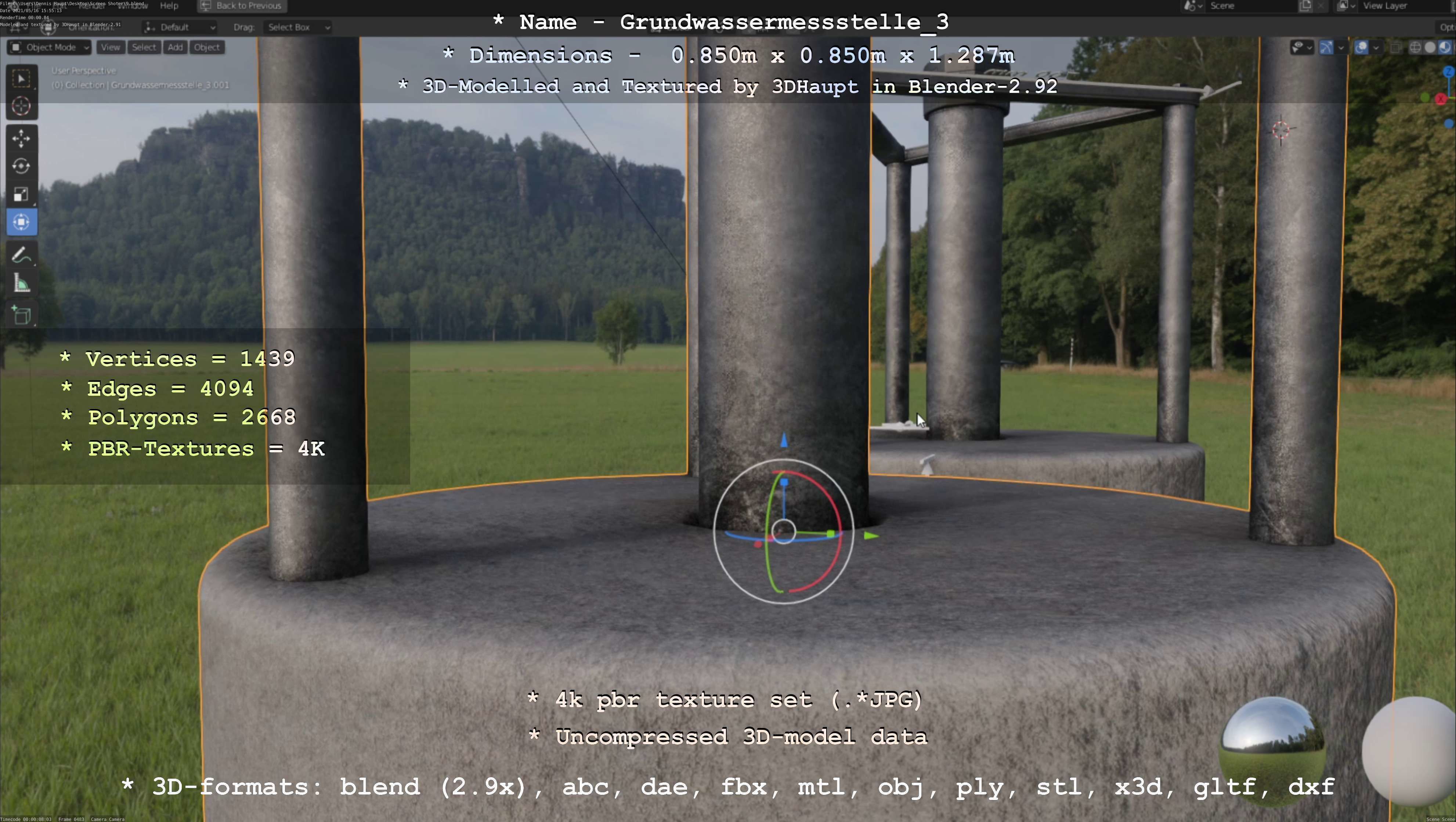Groundwater monitoring well 3 version 2  Low-poly 3D model_23
