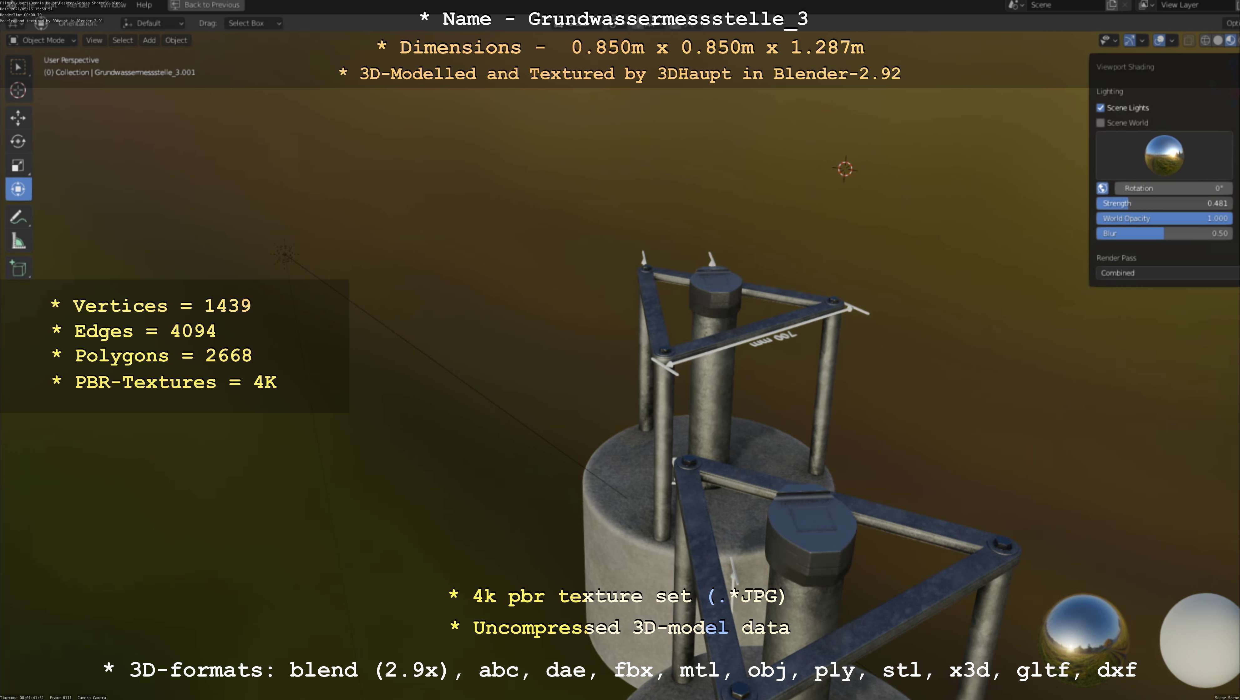 Groundwater monitoring well 3 version 2  Low-poly 3D model_110