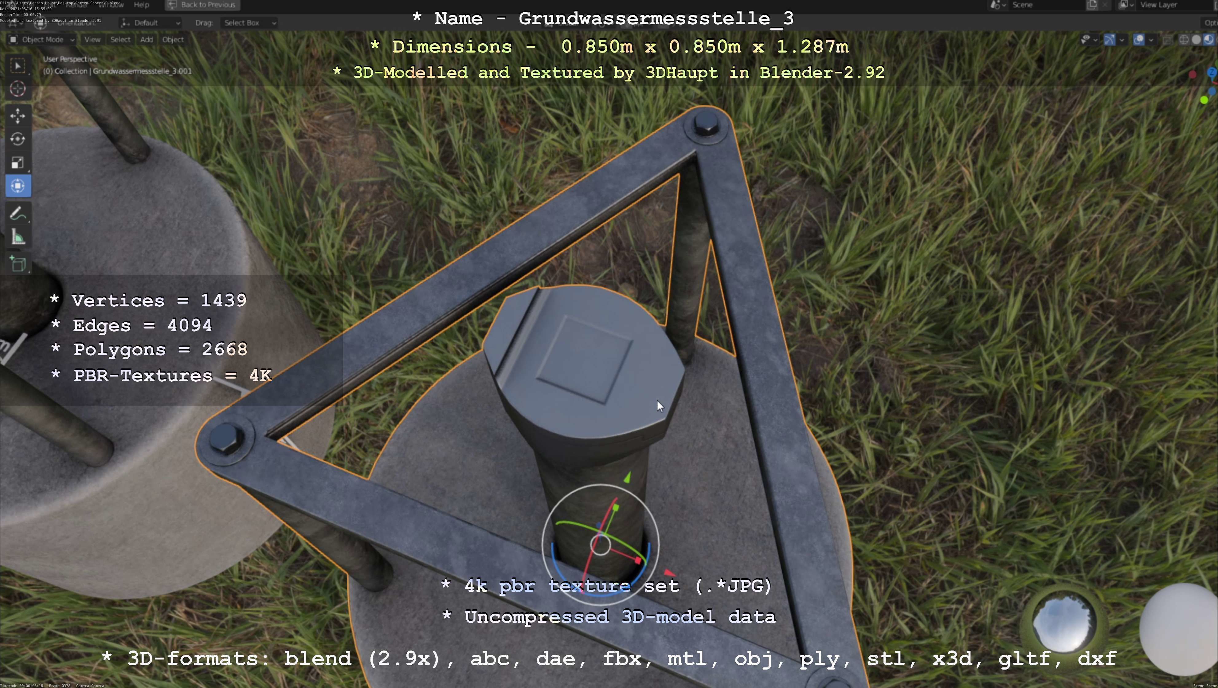Groundwater monitoring well 3 version 2  Low-poly 3D model_126