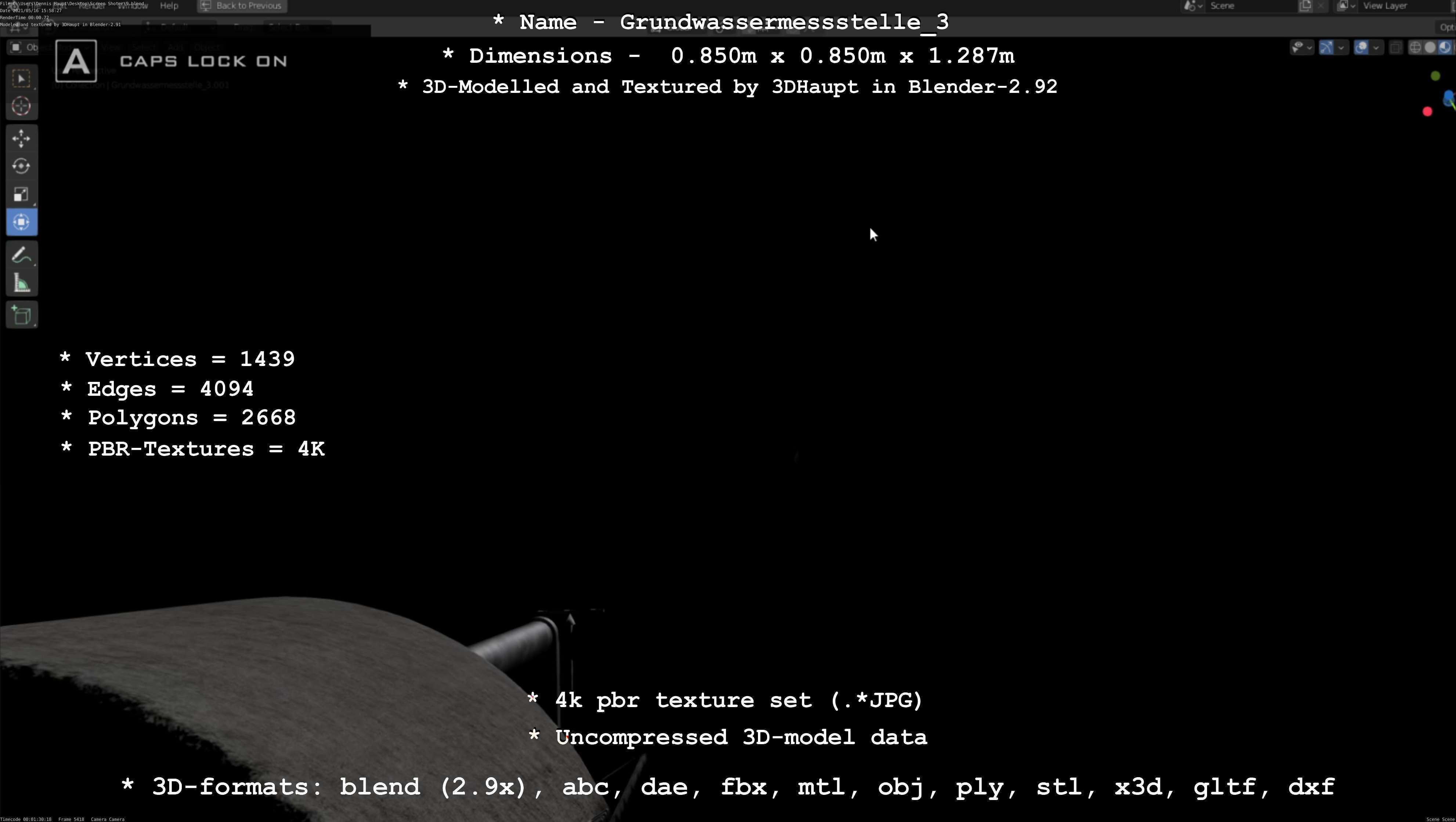 Groundwater monitoring well 3 version 2  Low-poly 3D model_87