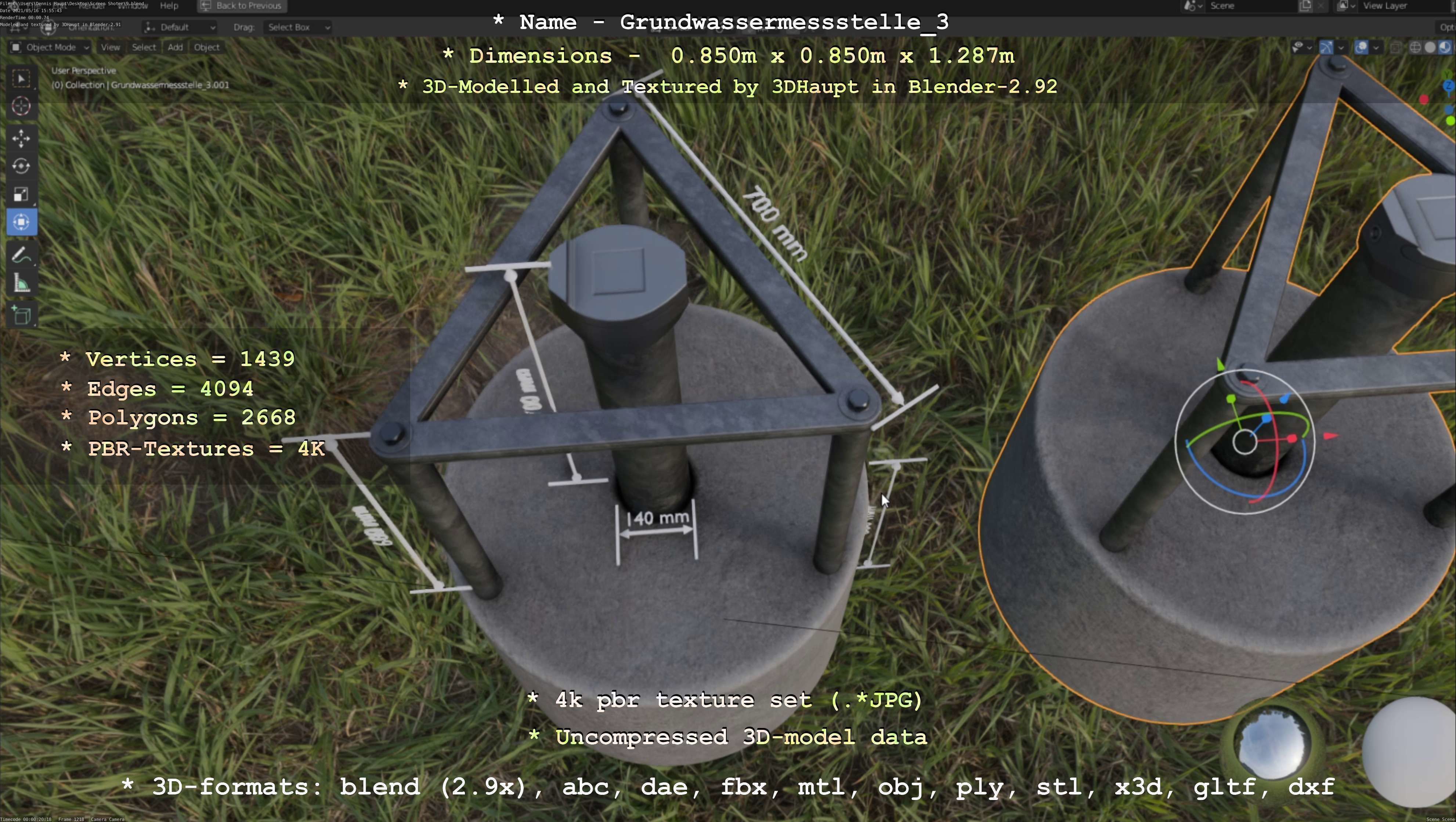 Groundwater monitoring well 3 version 2  Low-poly 3D model_48
