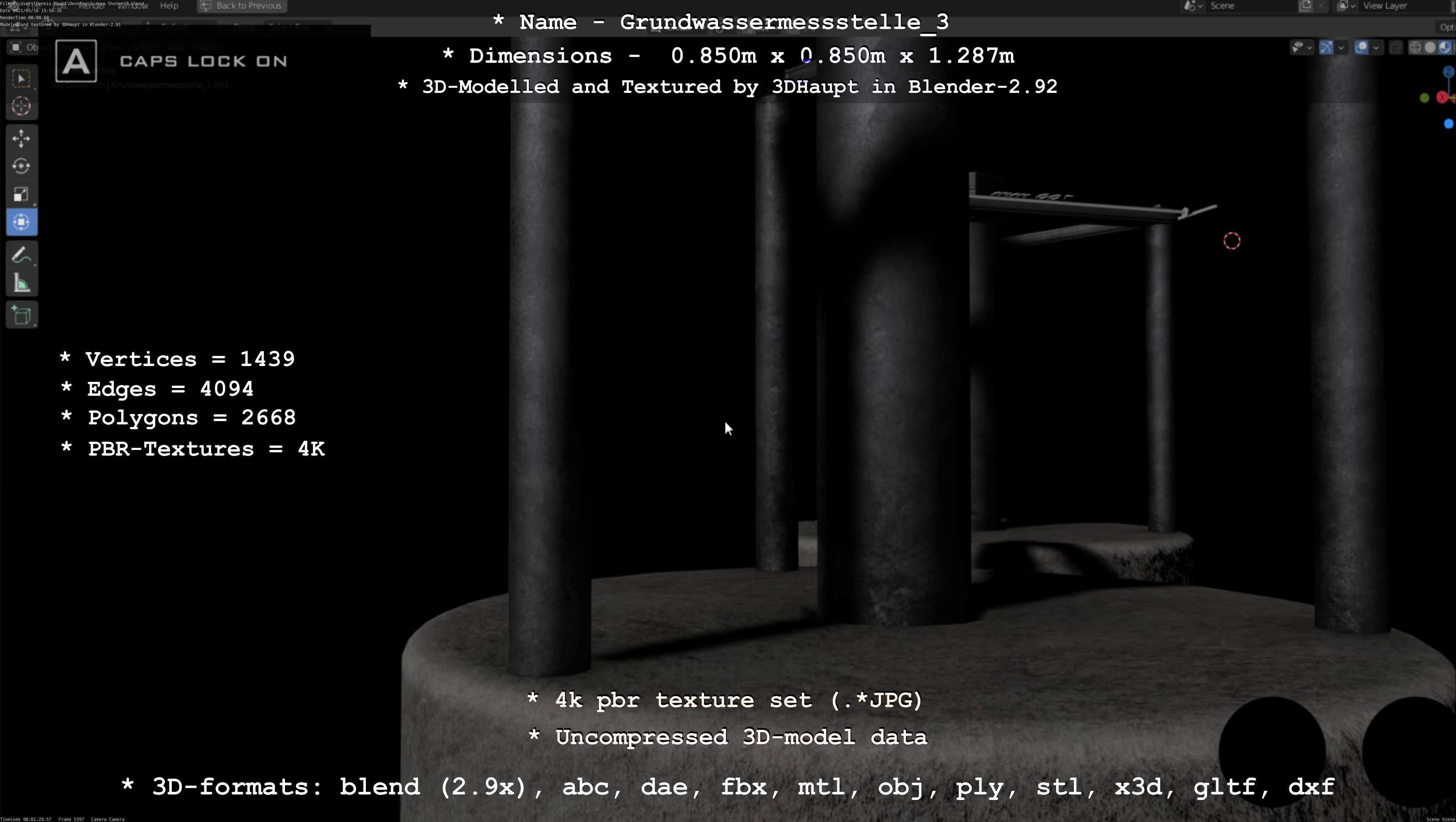 Groundwater monitoring well 3 version 2  Low-poly 3D model_90