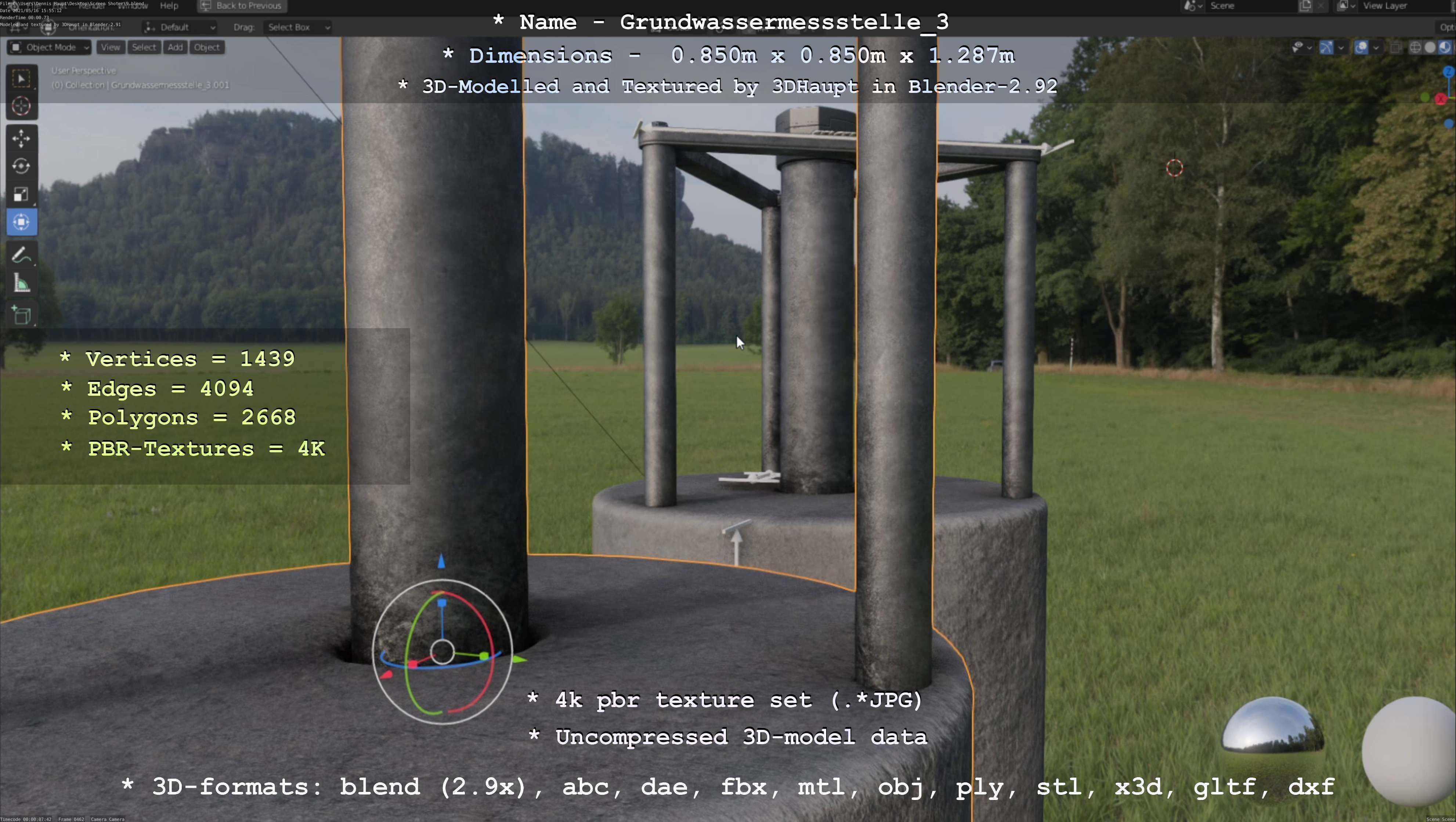 Groundwater monitoring well 3 version 2  Low-poly 3D model_41