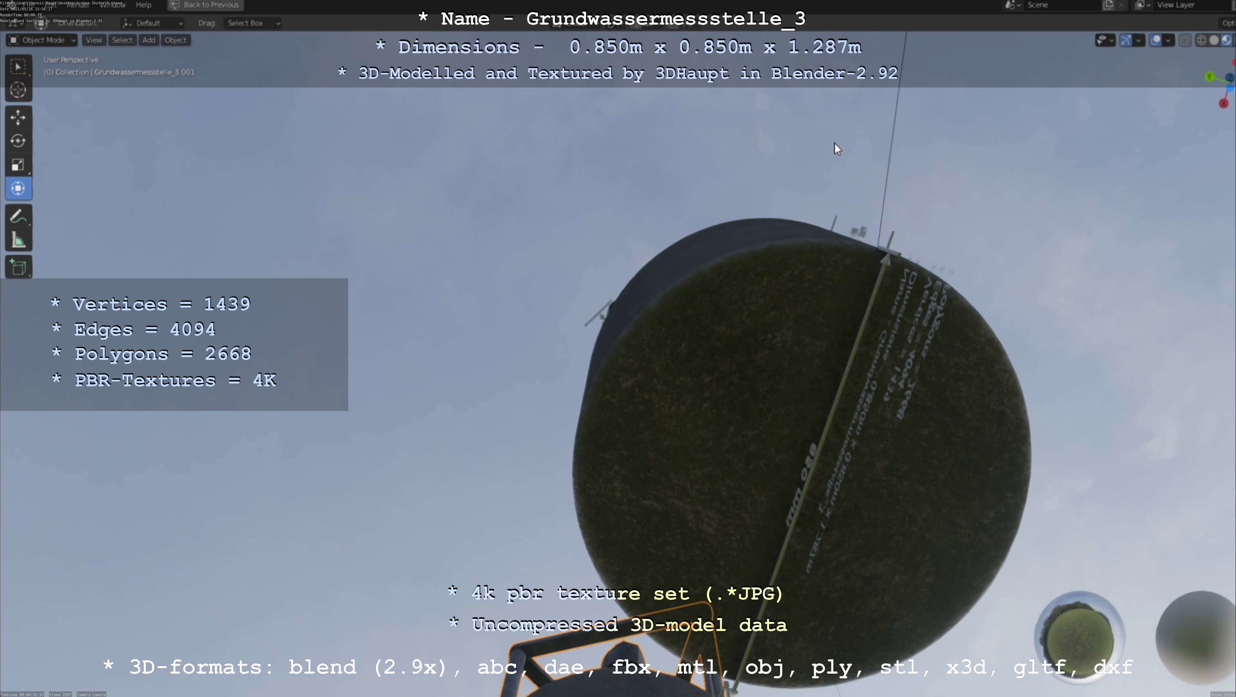 Groundwater monitoring well 3 version 2  Low-poly 3D model_70