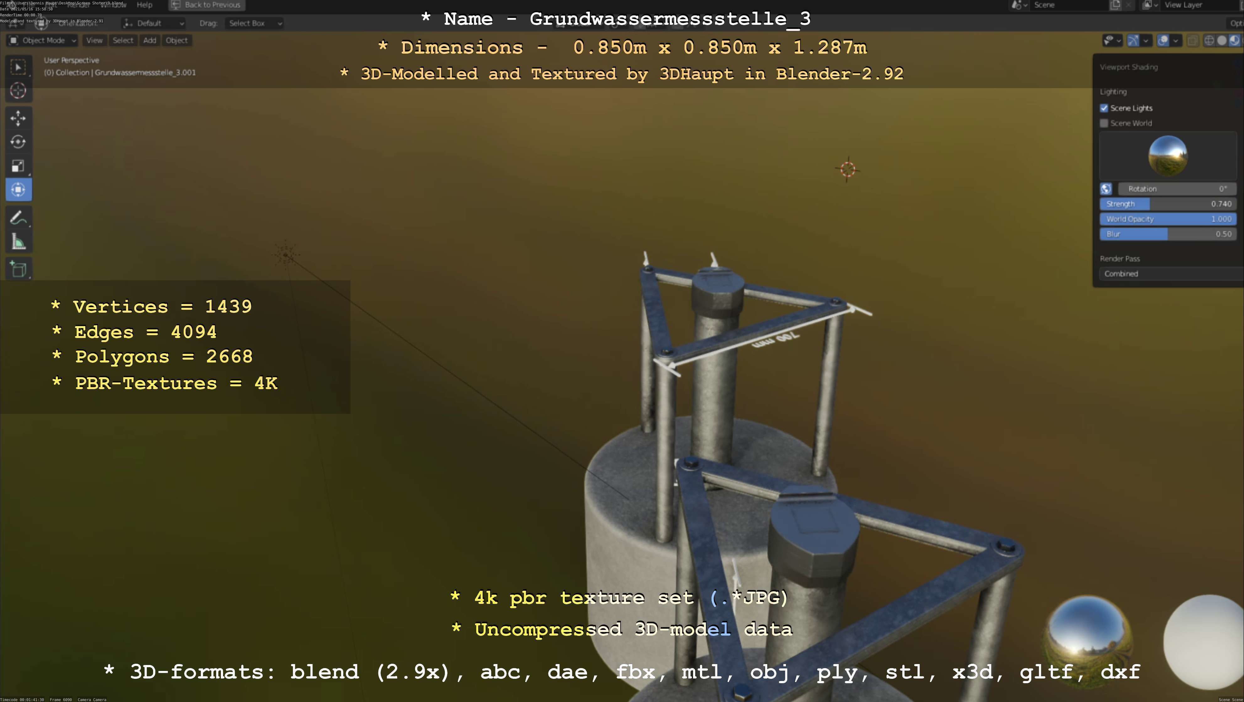 Groundwater monitoring well 3 version 2  Low-poly 3D model_16