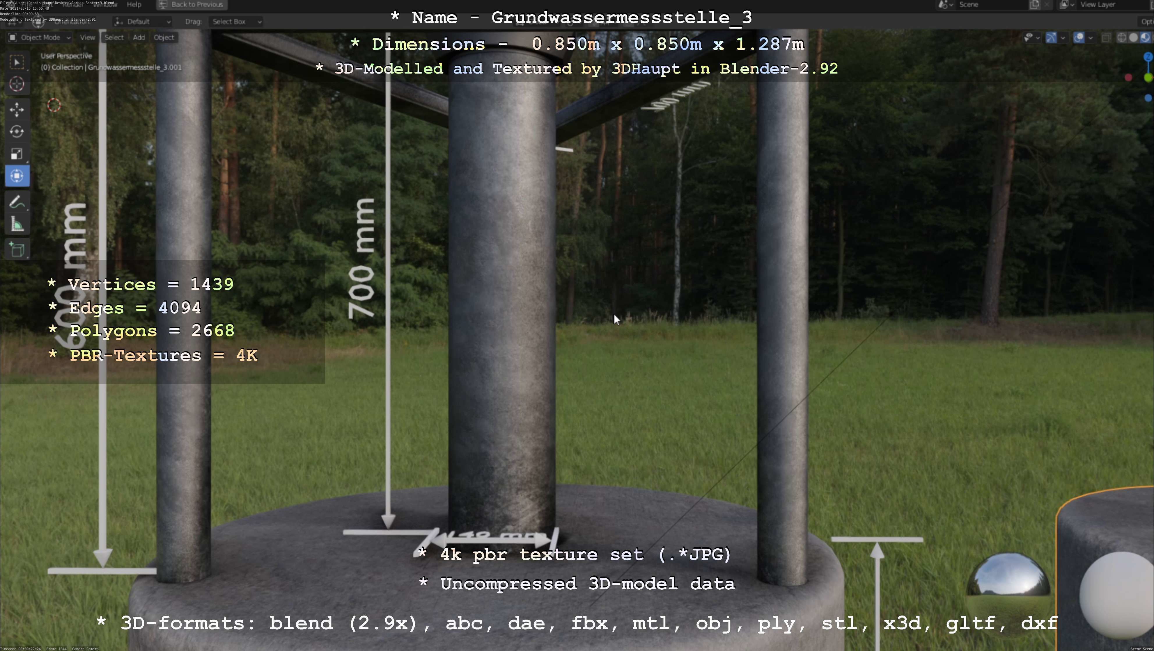 Groundwater monitoring well 3 version 2  Low-poly 3D model_51