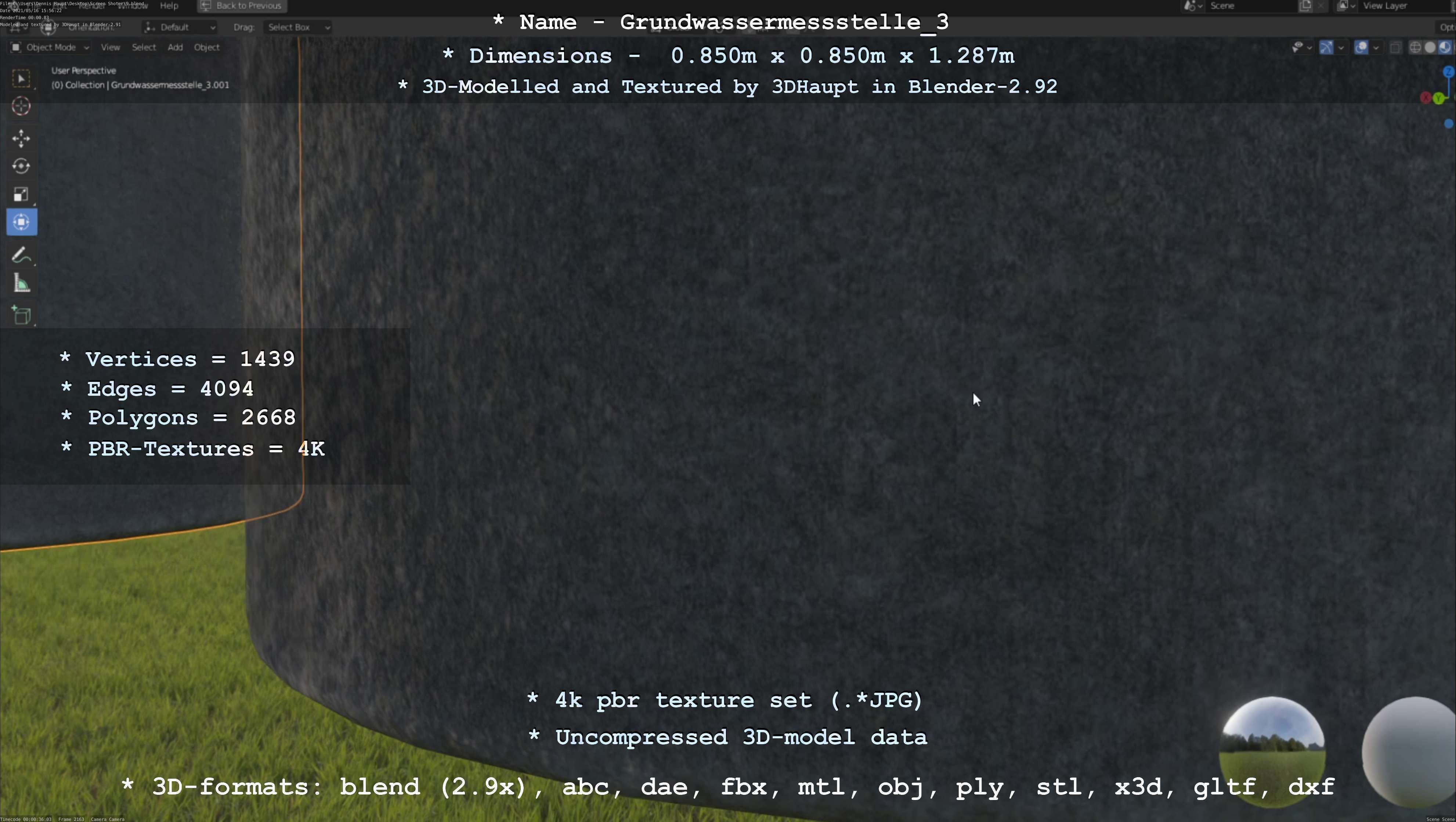 Groundwater monitoring well 3 version 2  Low-poly 3D model_72