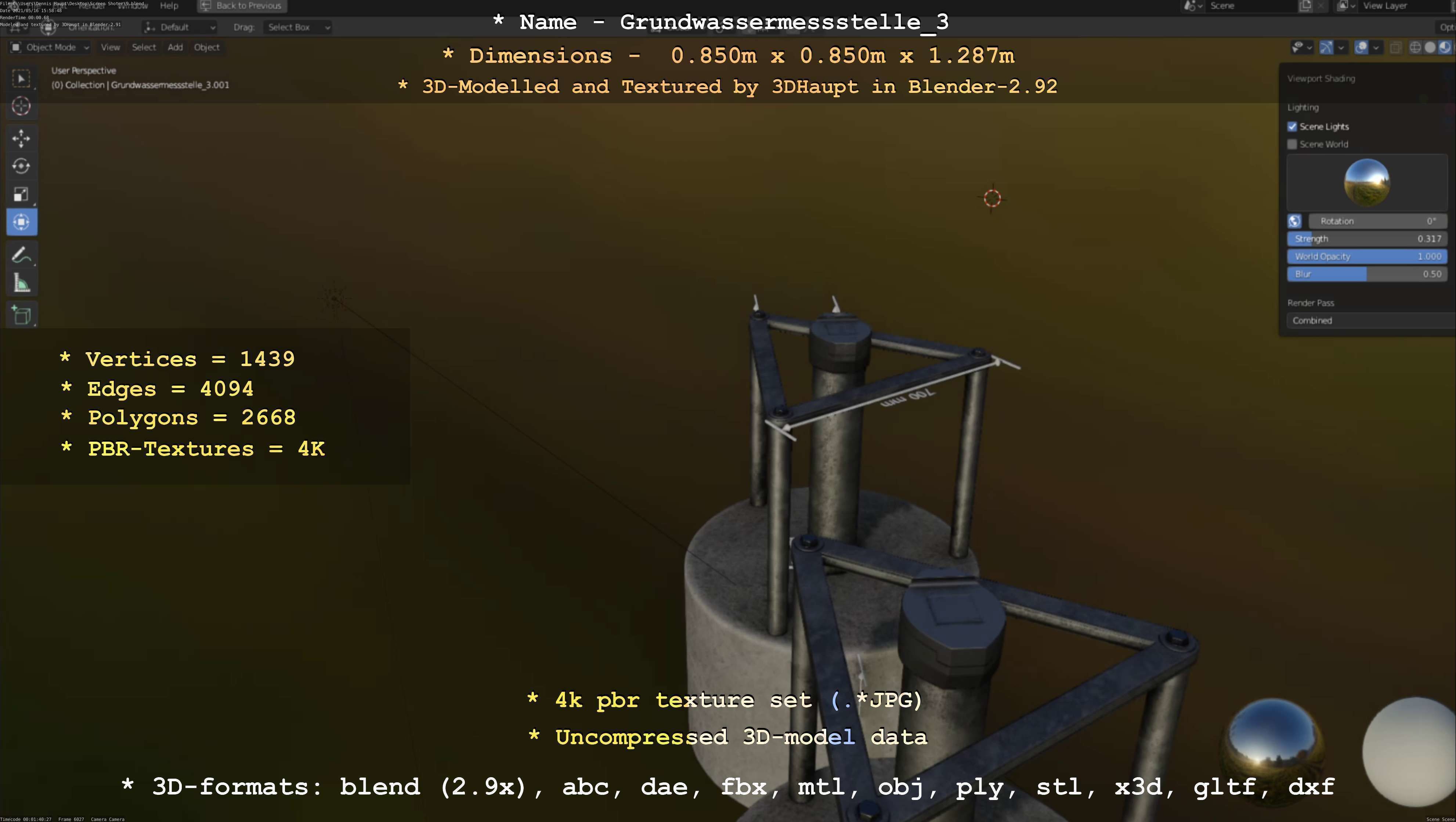 Groundwater monitoring well 3 version 2  Low-poly 3D model_108