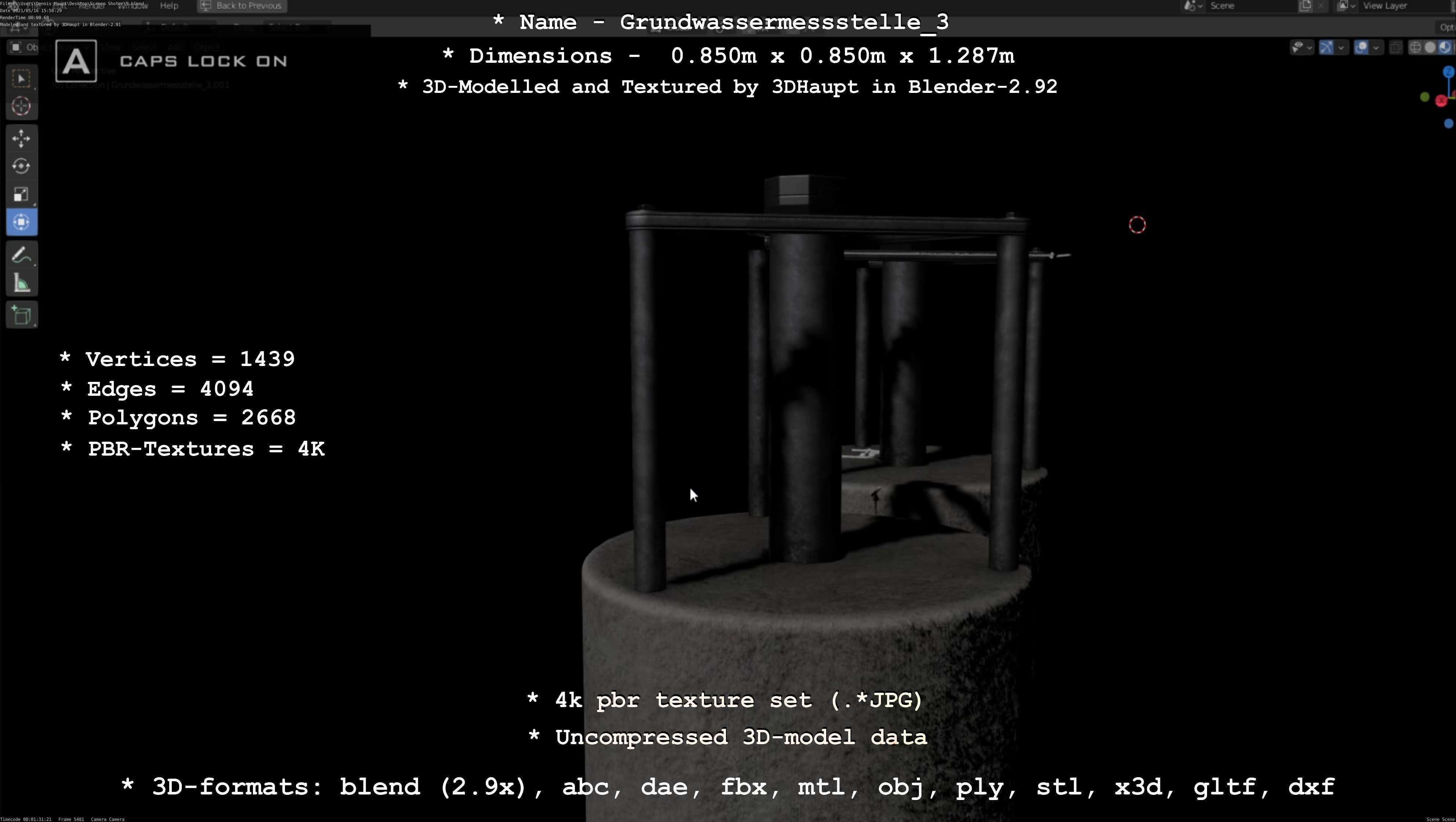 Groundwater monitoring well 3 version 2  Low-poly 3D model_92