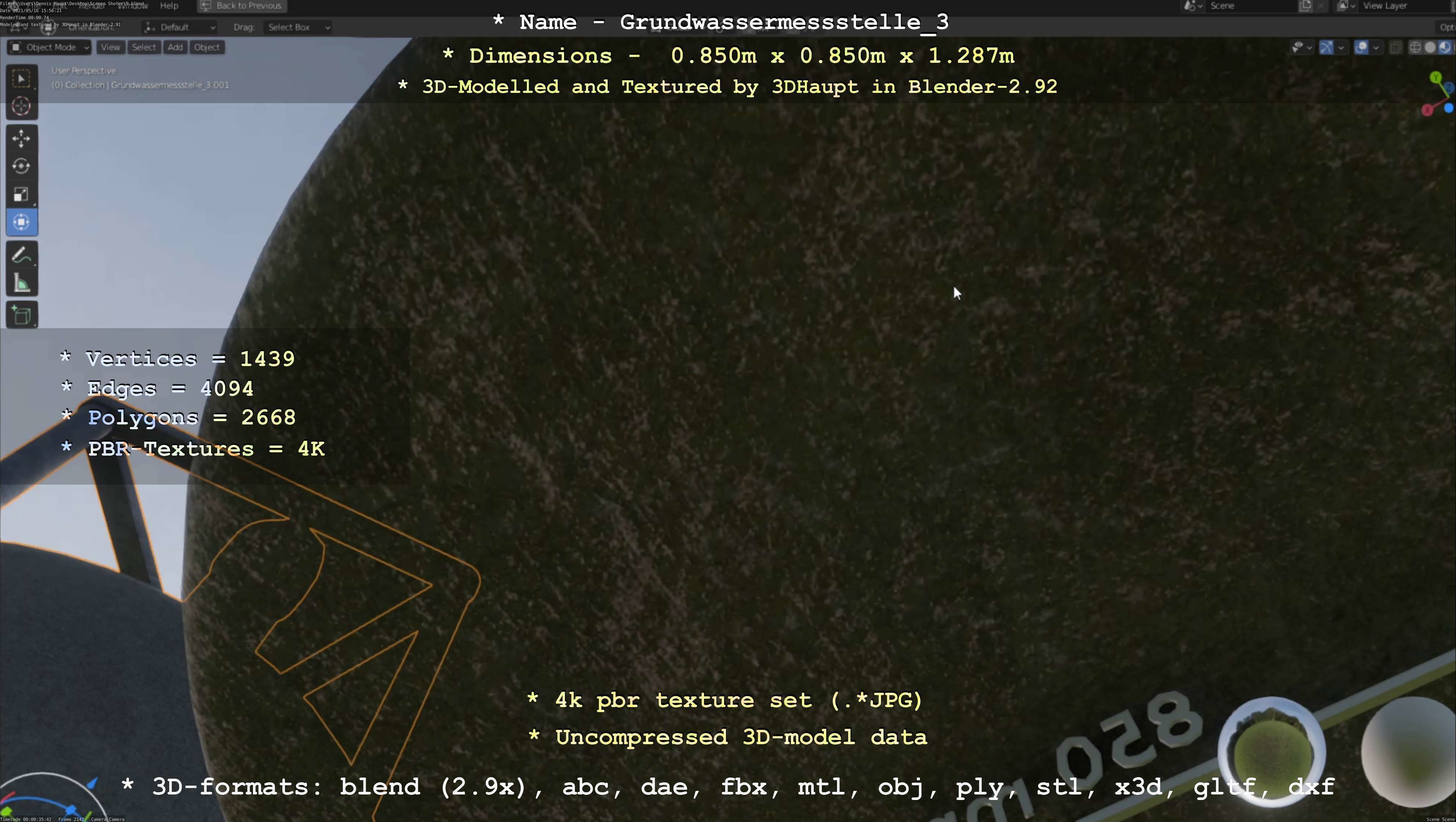 Groundwater monitoring well 3 version 2  Low-poly 3D model_74