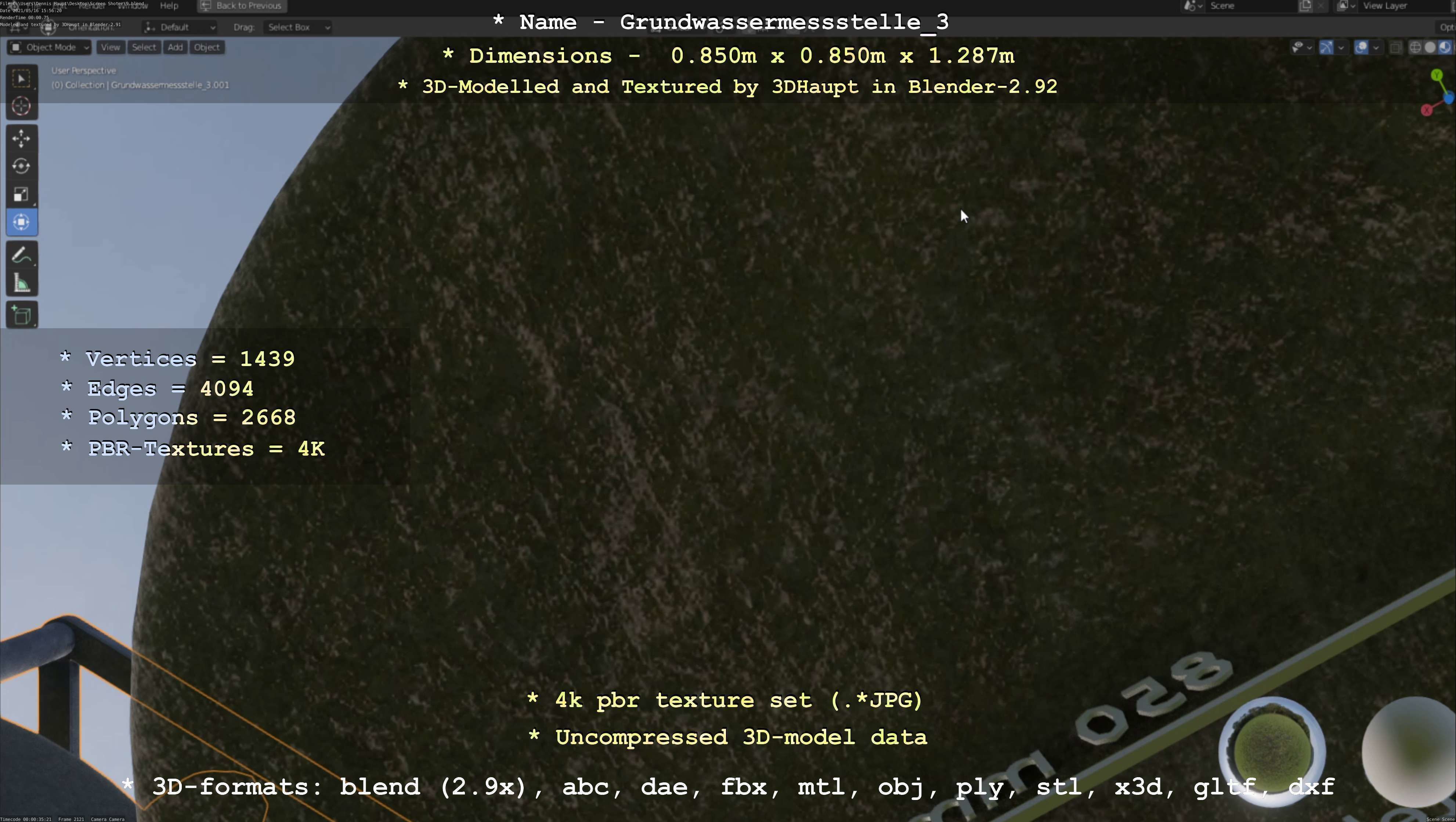 Groundwater monitoring well 3 version 2  Low-poly 3D model_71