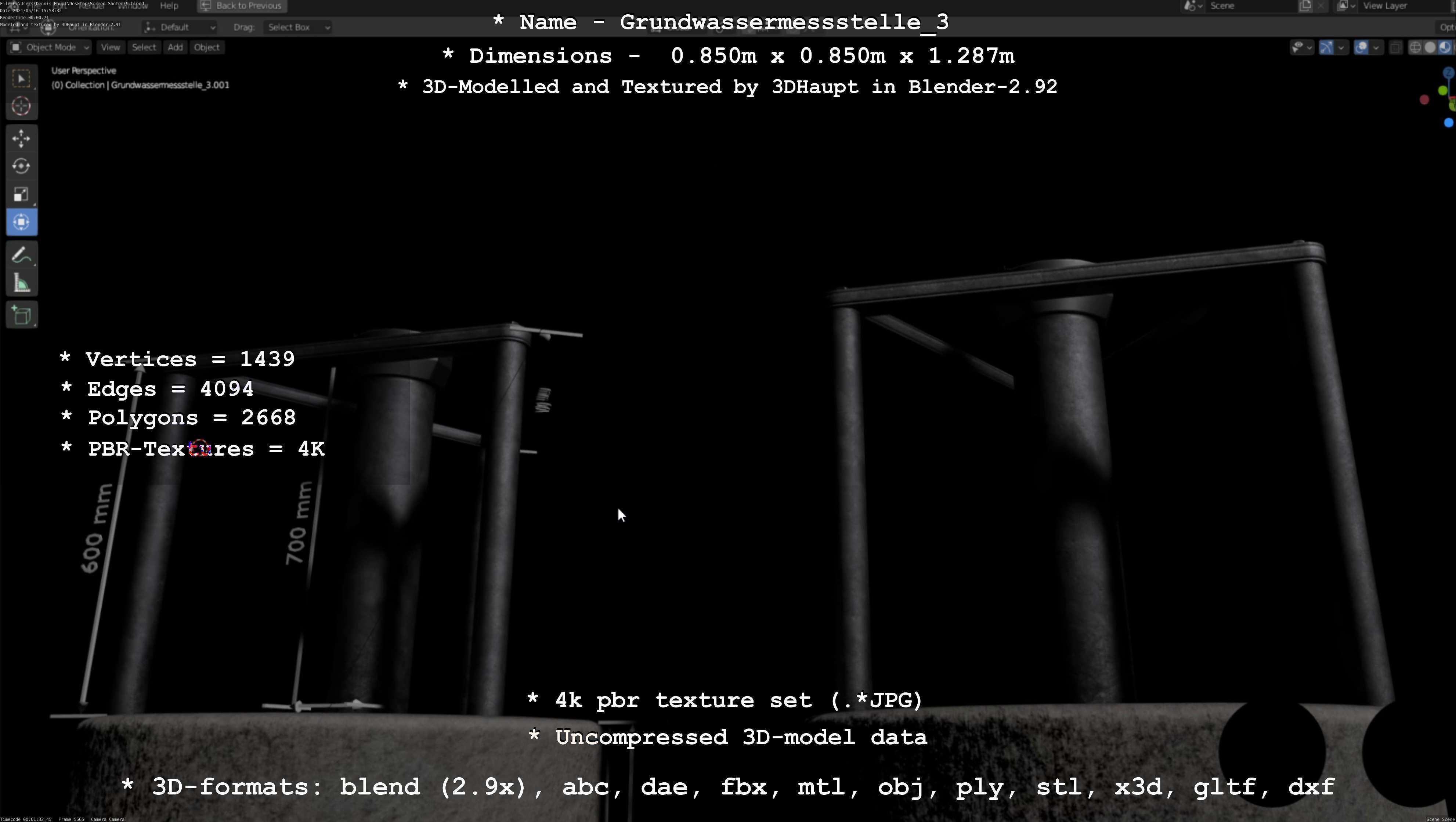 Groundwater monitoring well 3 version 2  Low-poly 3D model_94