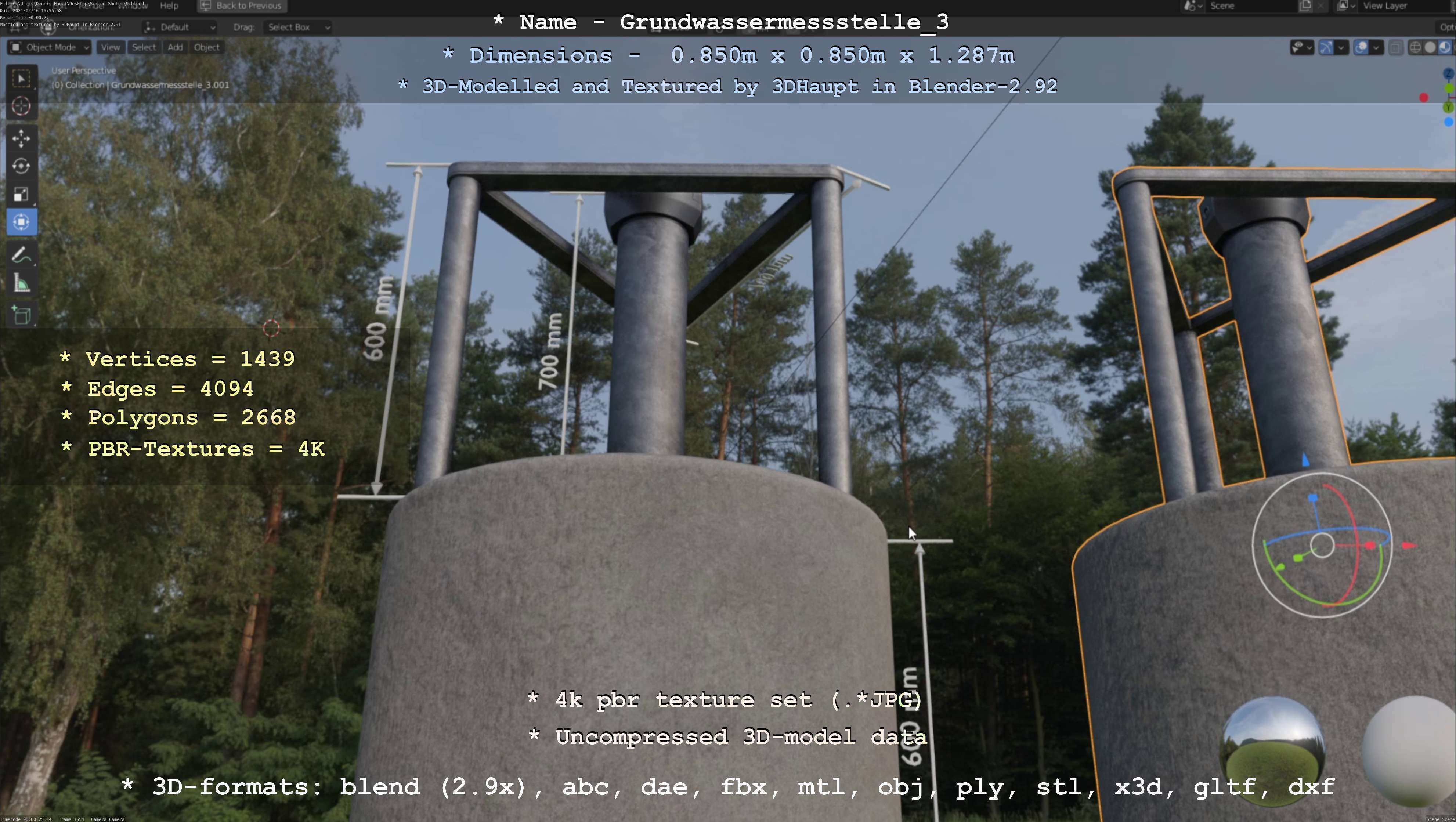 Groundwater monitoring well 3 version 2  Low-poly 3D model_56