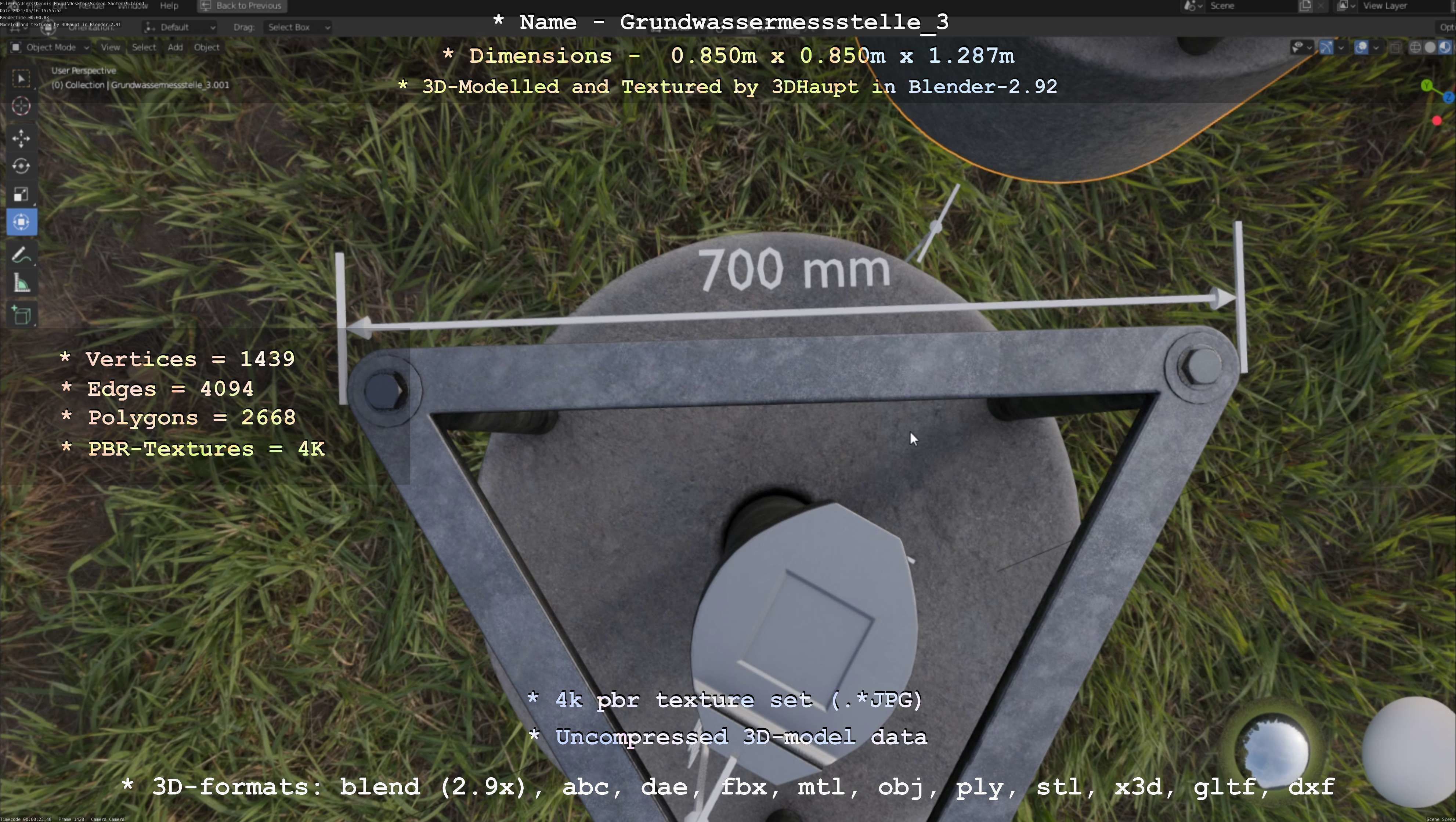 Groundwater monitoring well 3 version 2  Low-poly 3D model_50
