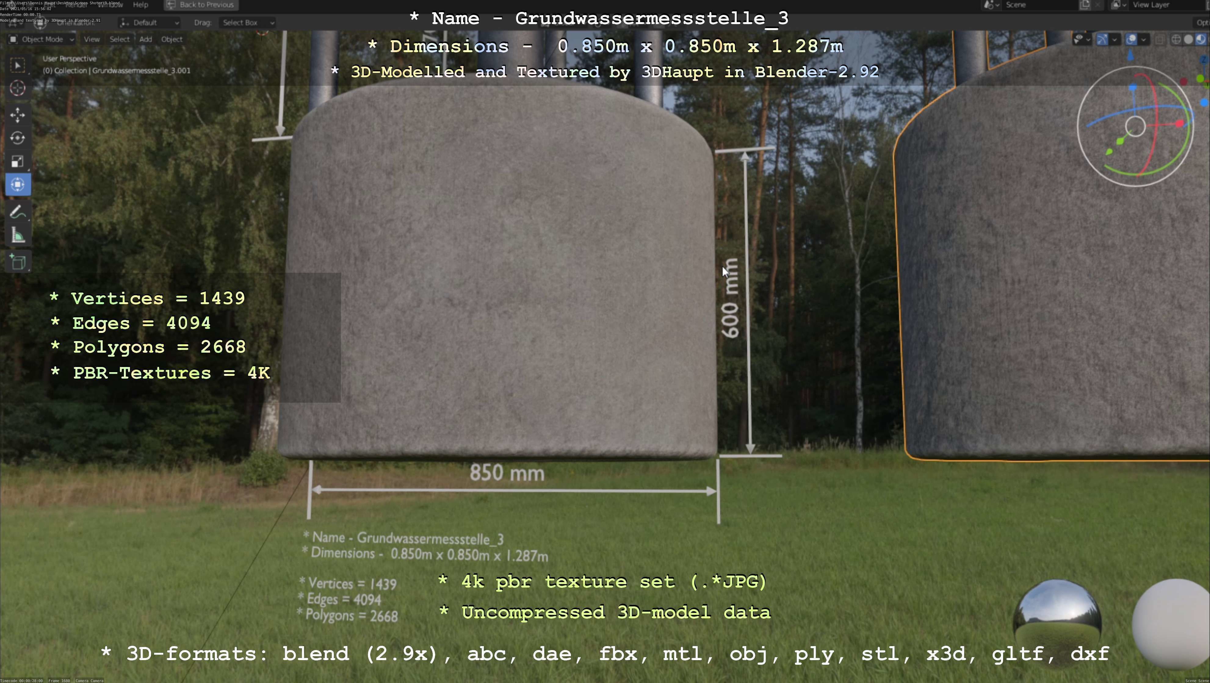 Groundwater monitoring well 3 version 2  Low-poly 3D model_61