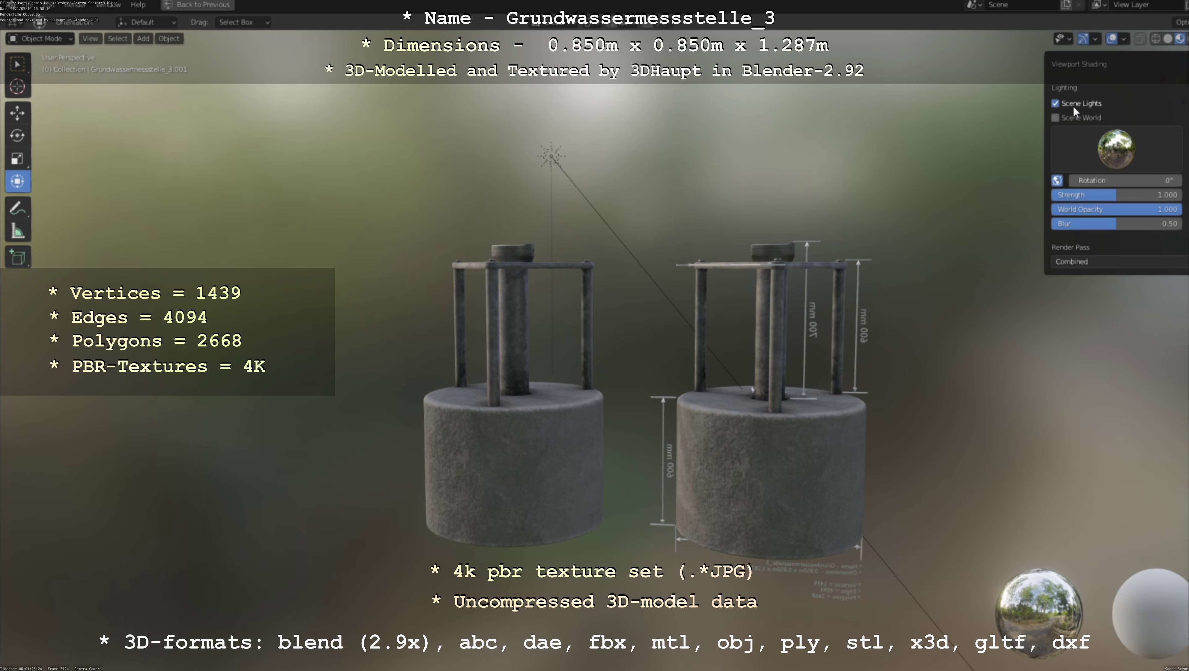Groundwater monitoring well 3 version 2  Low-poly 3D model_82