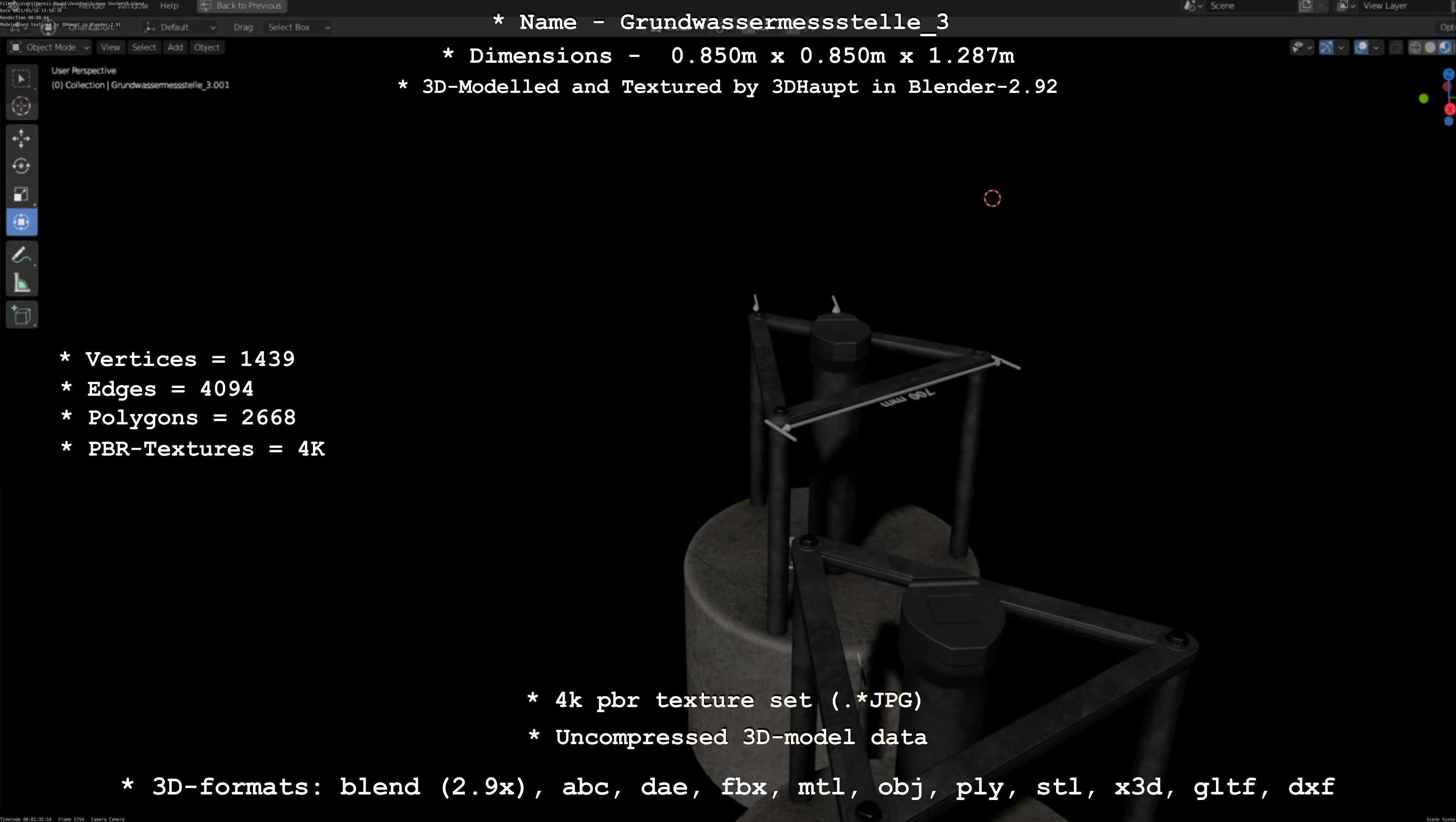 Groundwater monitoring well 3 version 2  Low-poly 3D model_99