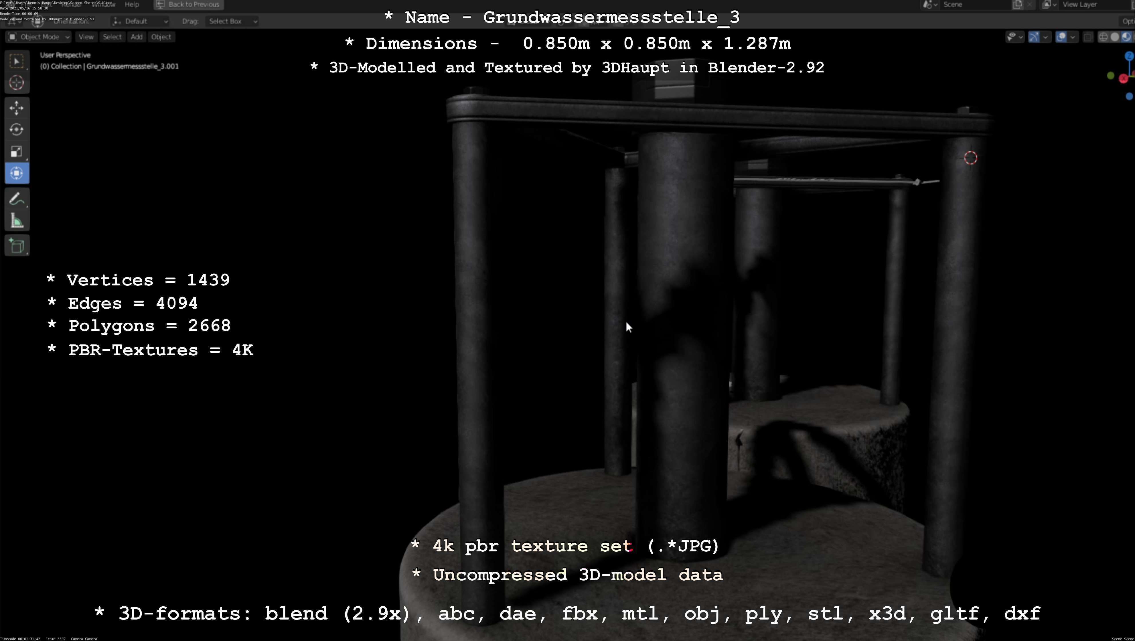 Groundwater monitoring well 3 version 2  Low-poly 3D model_93