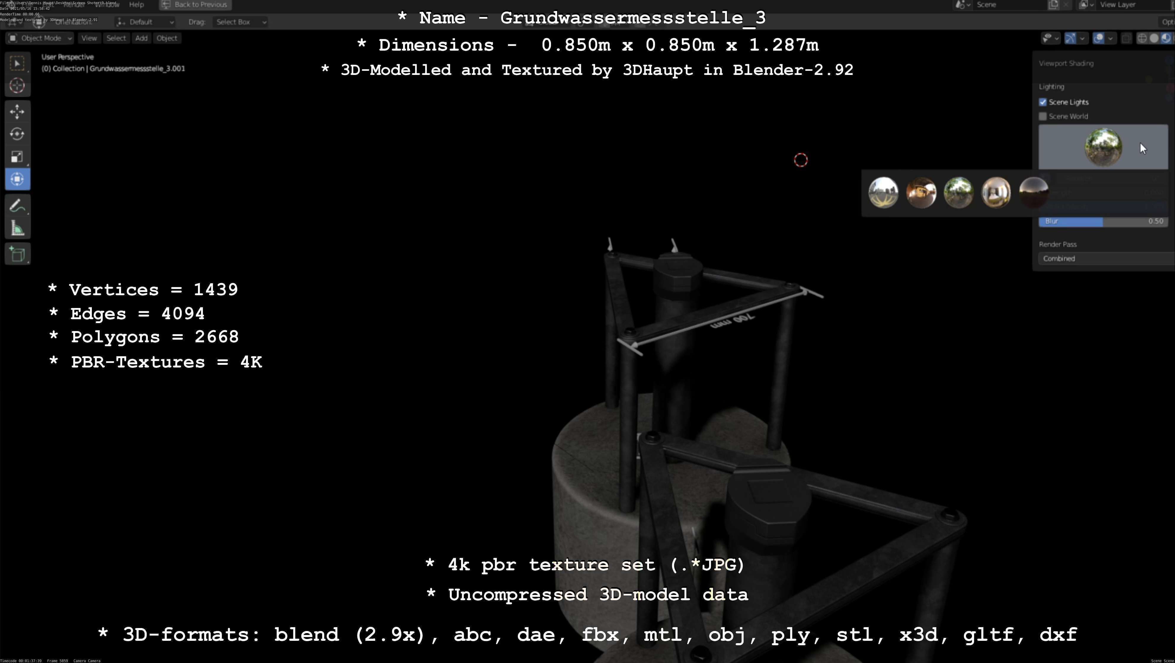 Groundwater monitoring well 3 version 2  Low-poly 3D model_113
