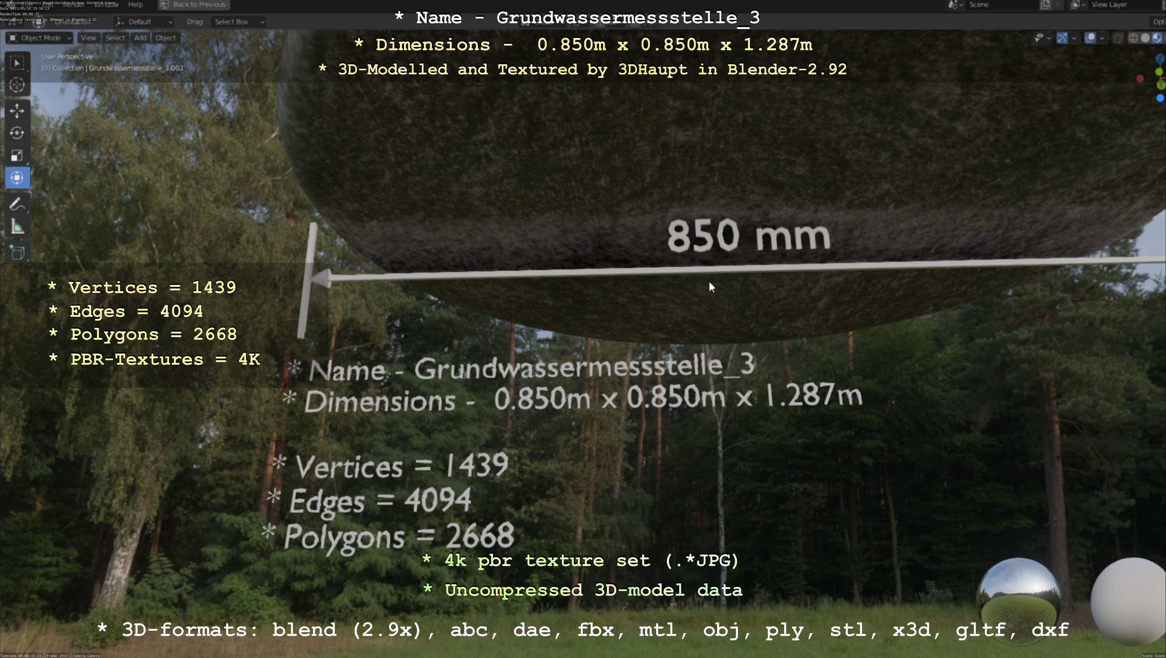 Groundwater monitoring well 3 version 2  Low-poly 3D model_67