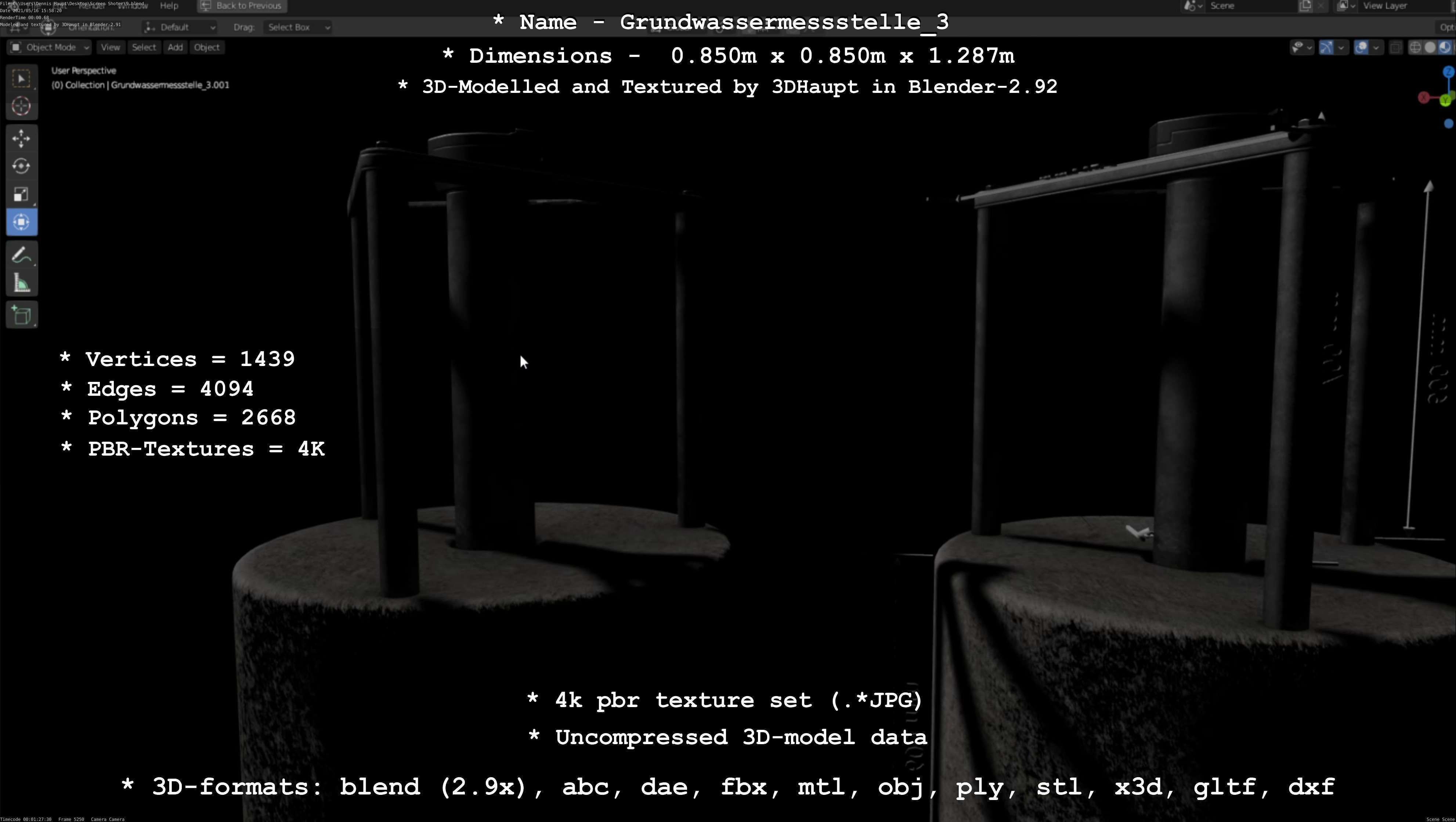 Groundwater monitoring well 3 version 2  Low-poly 3D model_83