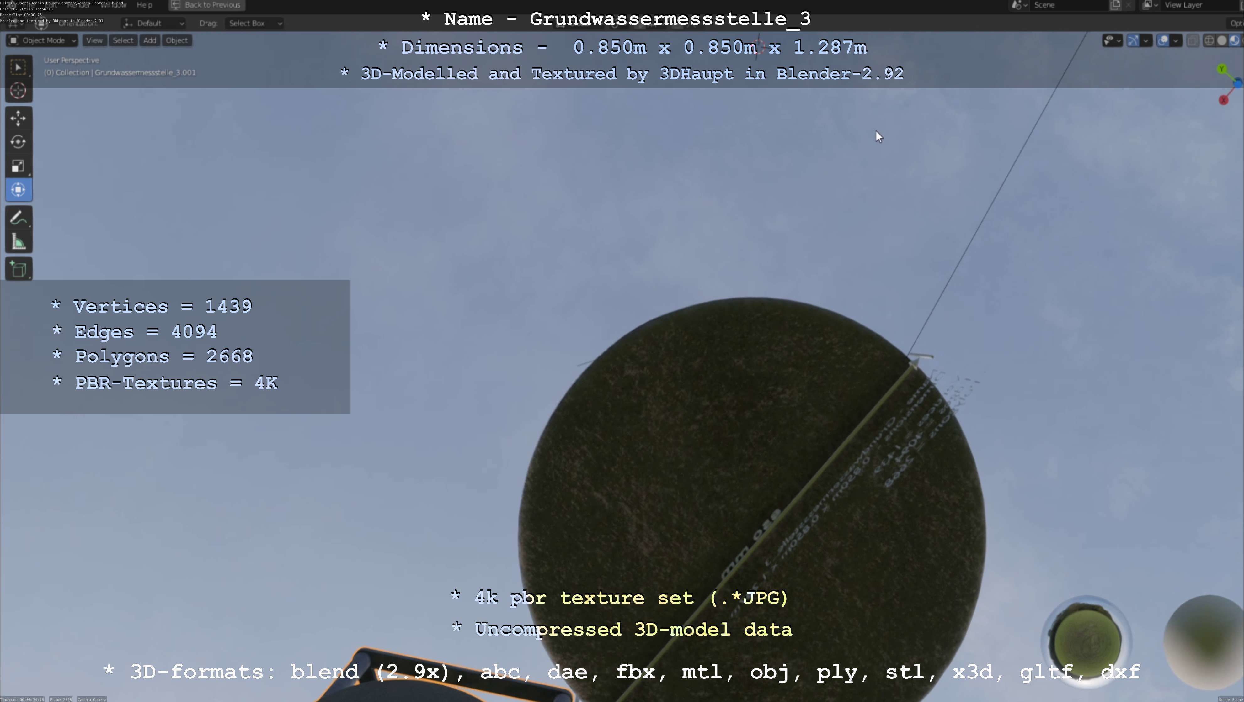 Groundwater monitoring well 3 version 2  Low-poly 3D model_75