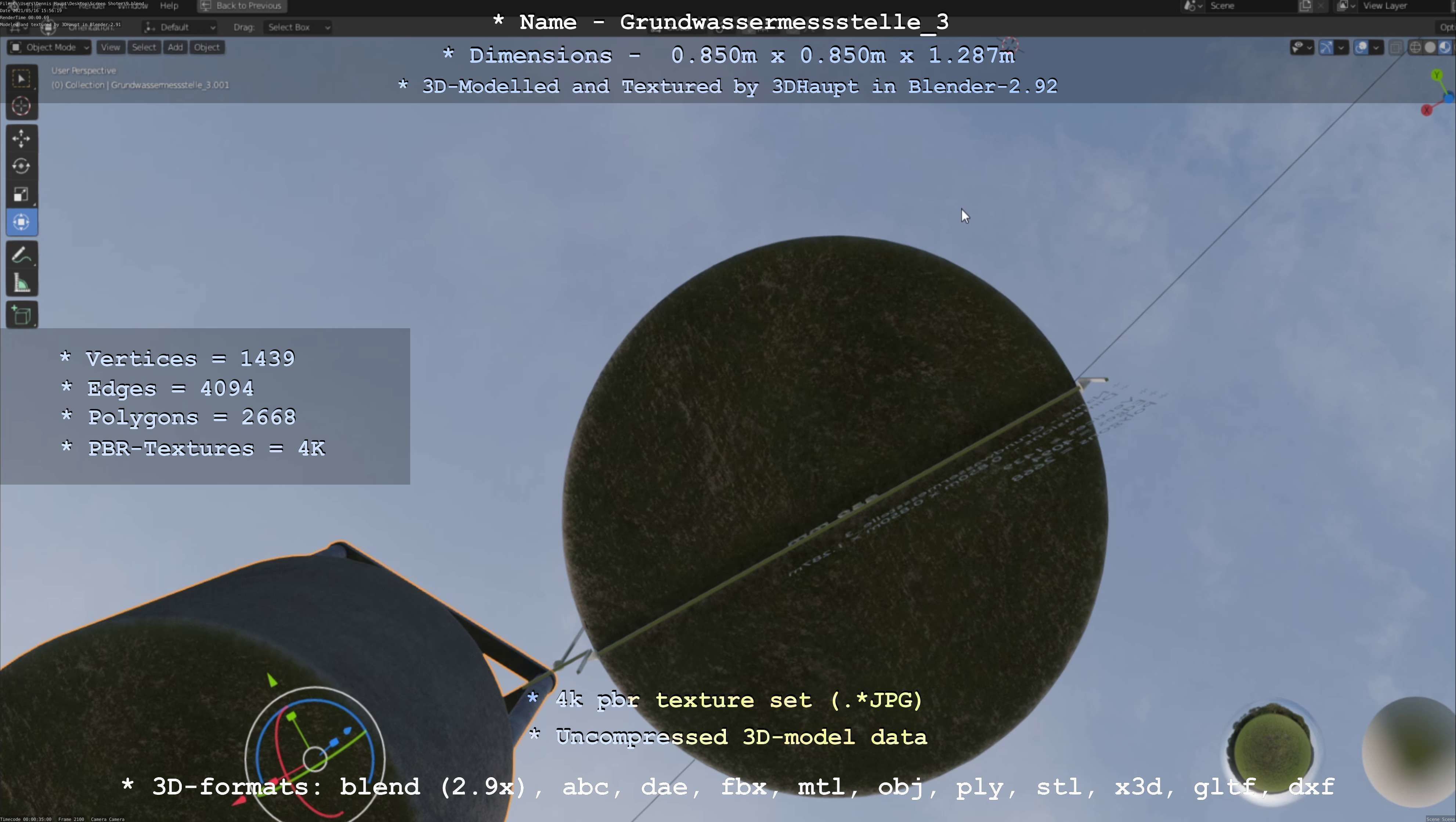 Groundwater monitoring well 3 version 2  Low-poly 3D model_69