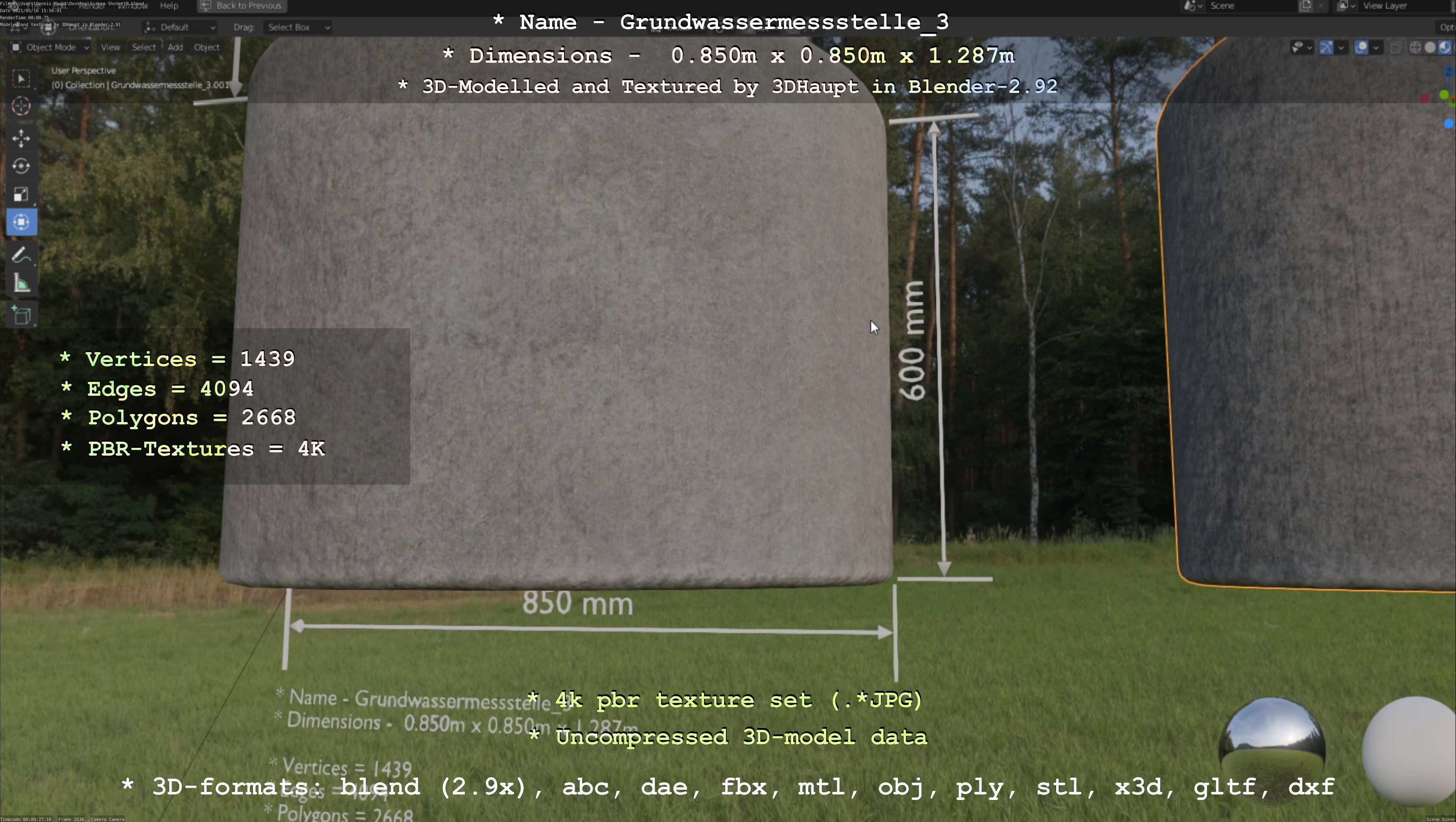Groundwater monitoring well 3 version 2  Low-poly 3D model_58