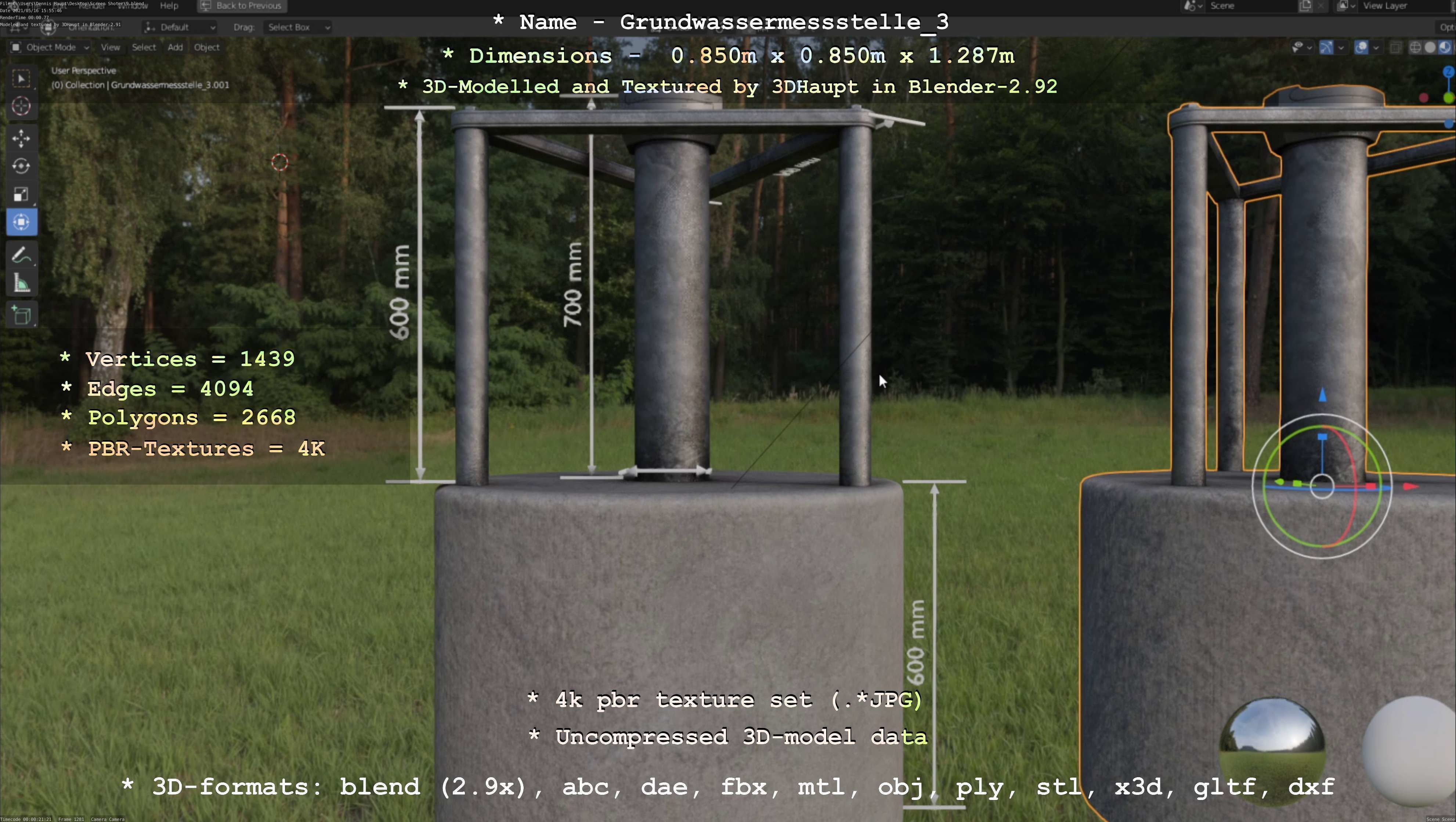 Groundwater monitoring well 3 version 2  Low-poly 3D model_47