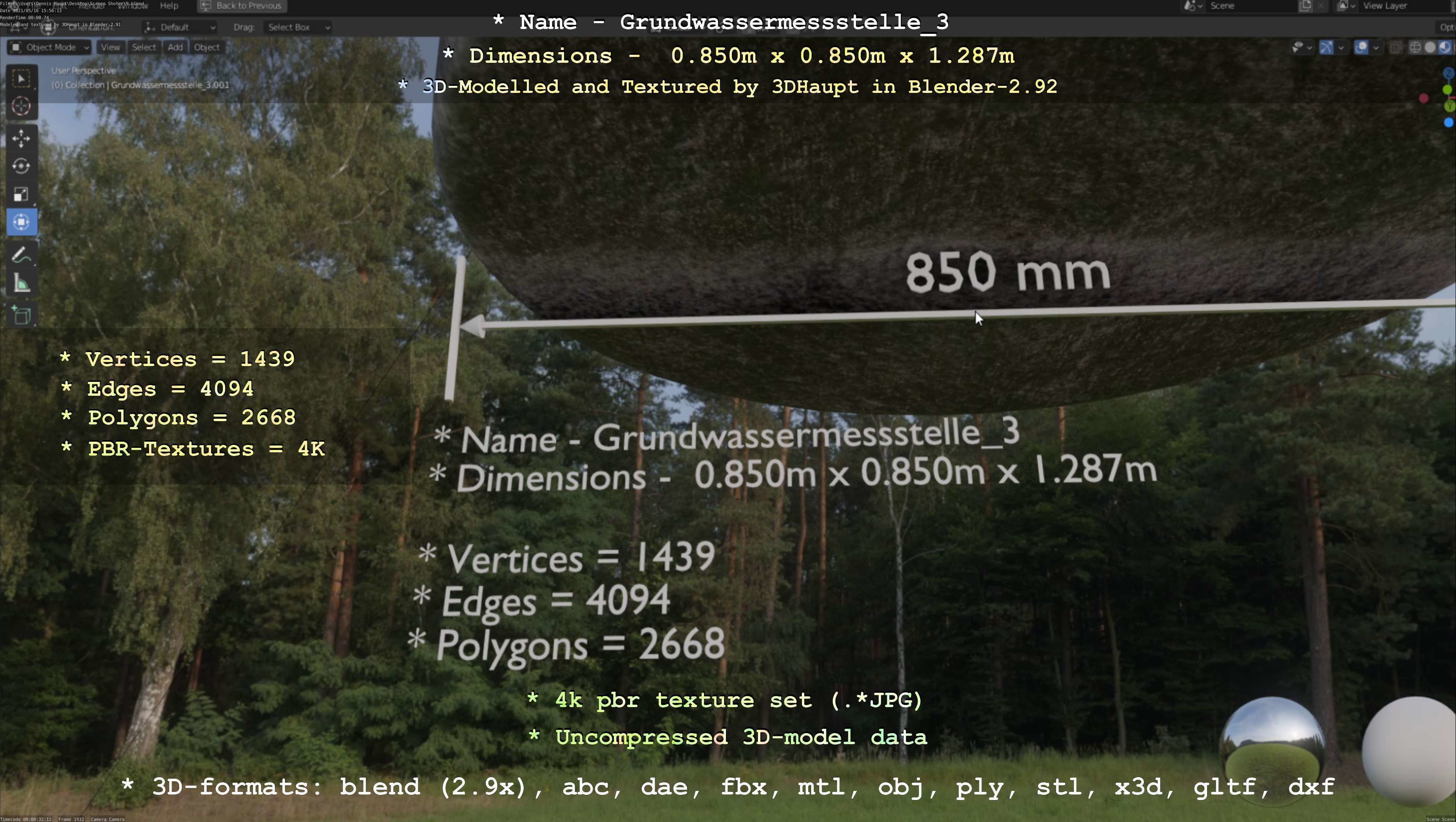 Groundwater monitoring well 3 version 2  Low-poly 3D model_64
