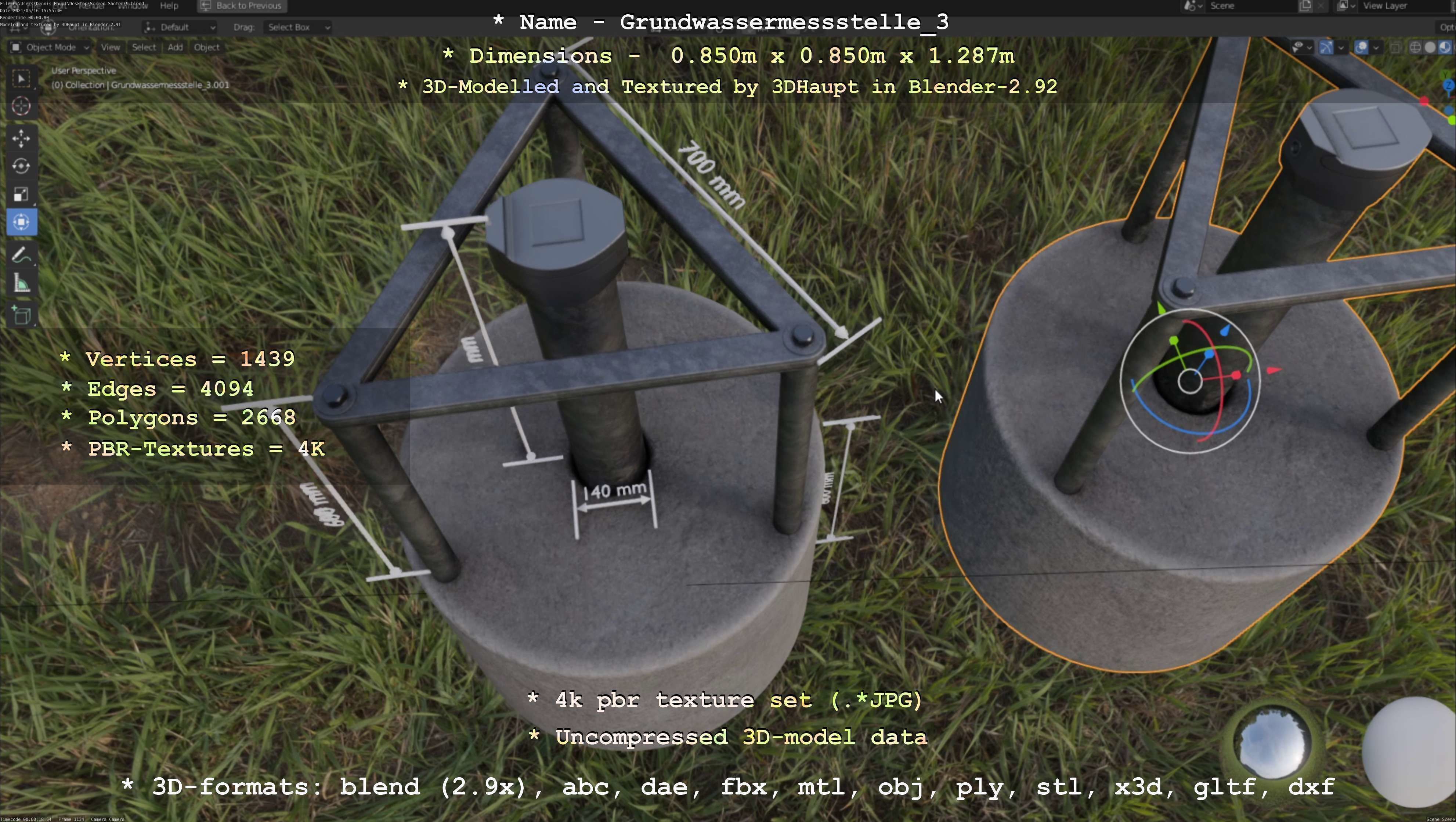 Groundwater monitoring well 3 version 2  Low-poly 3D model_57