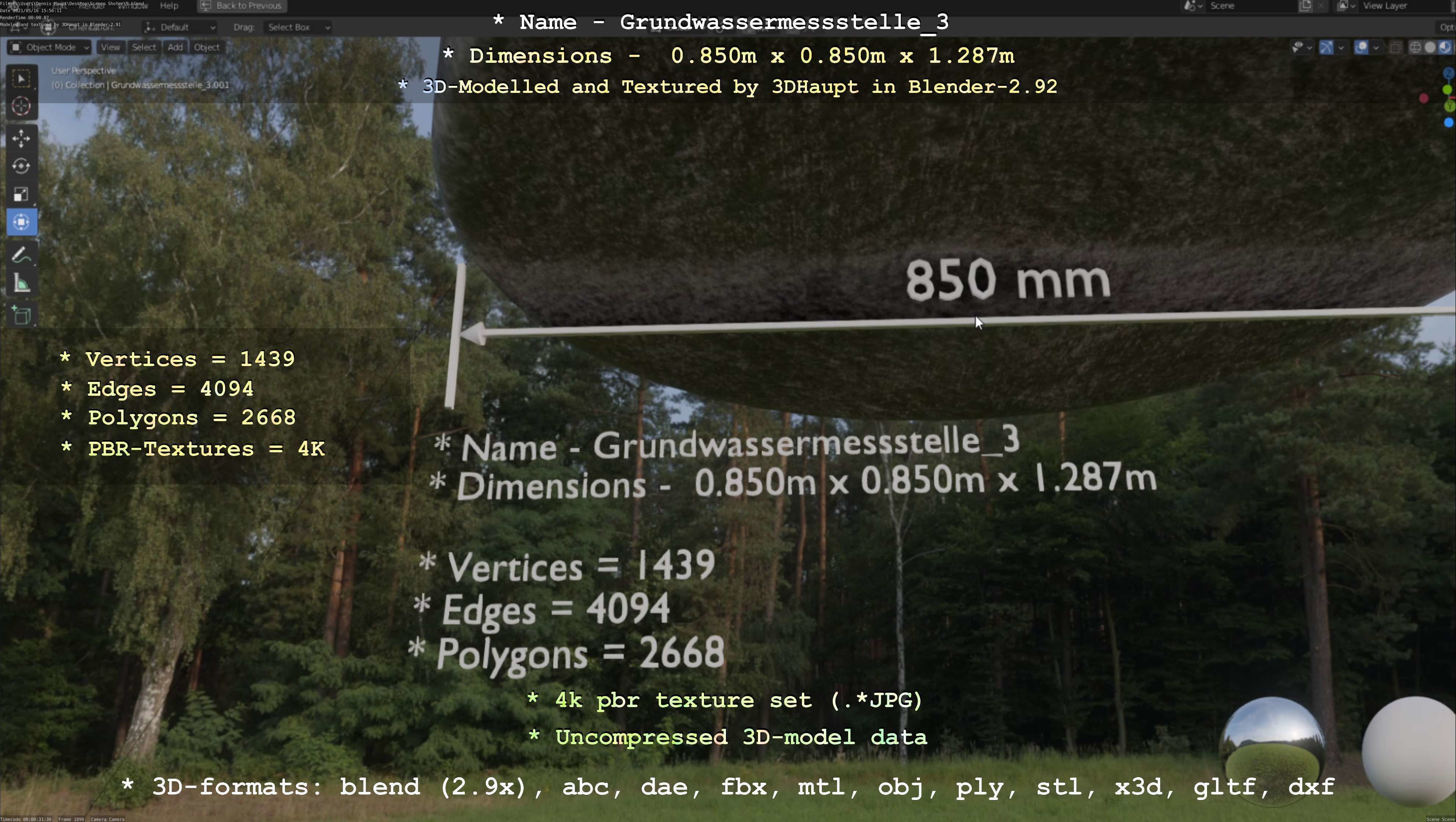 Groundwater monitoring well 3 version 2  Low-poly 3D model_73
