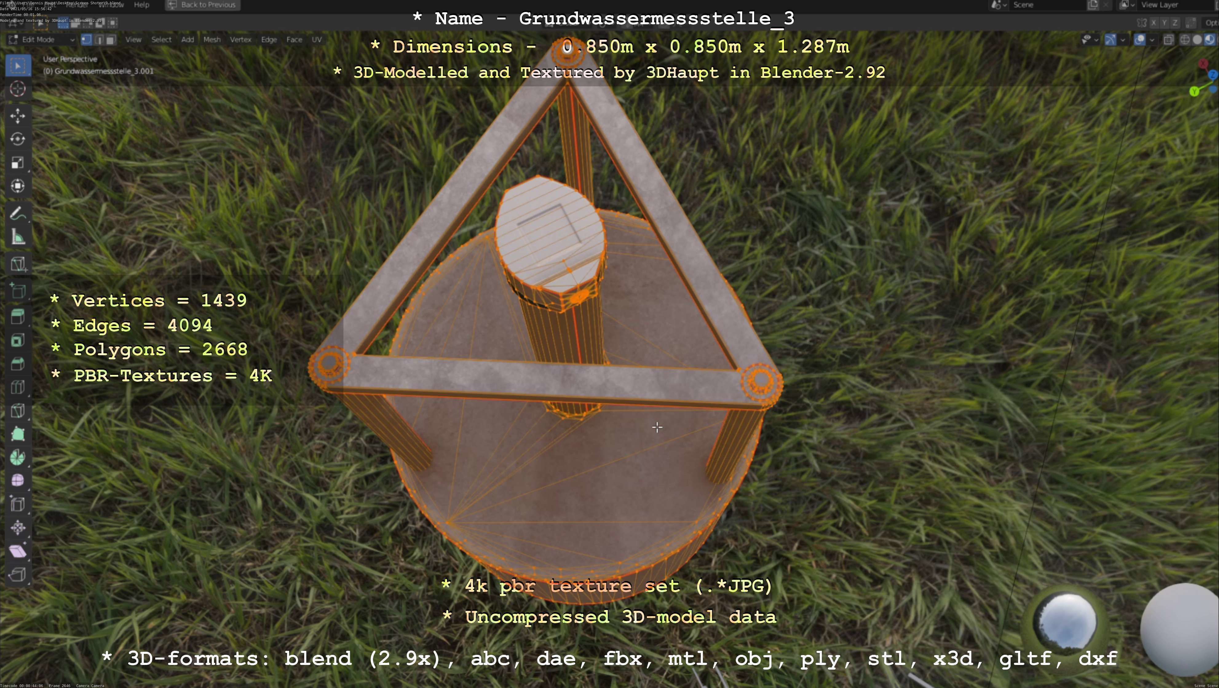 Groundwater monitoring well 3 version 2  Low-poly 3D model_43