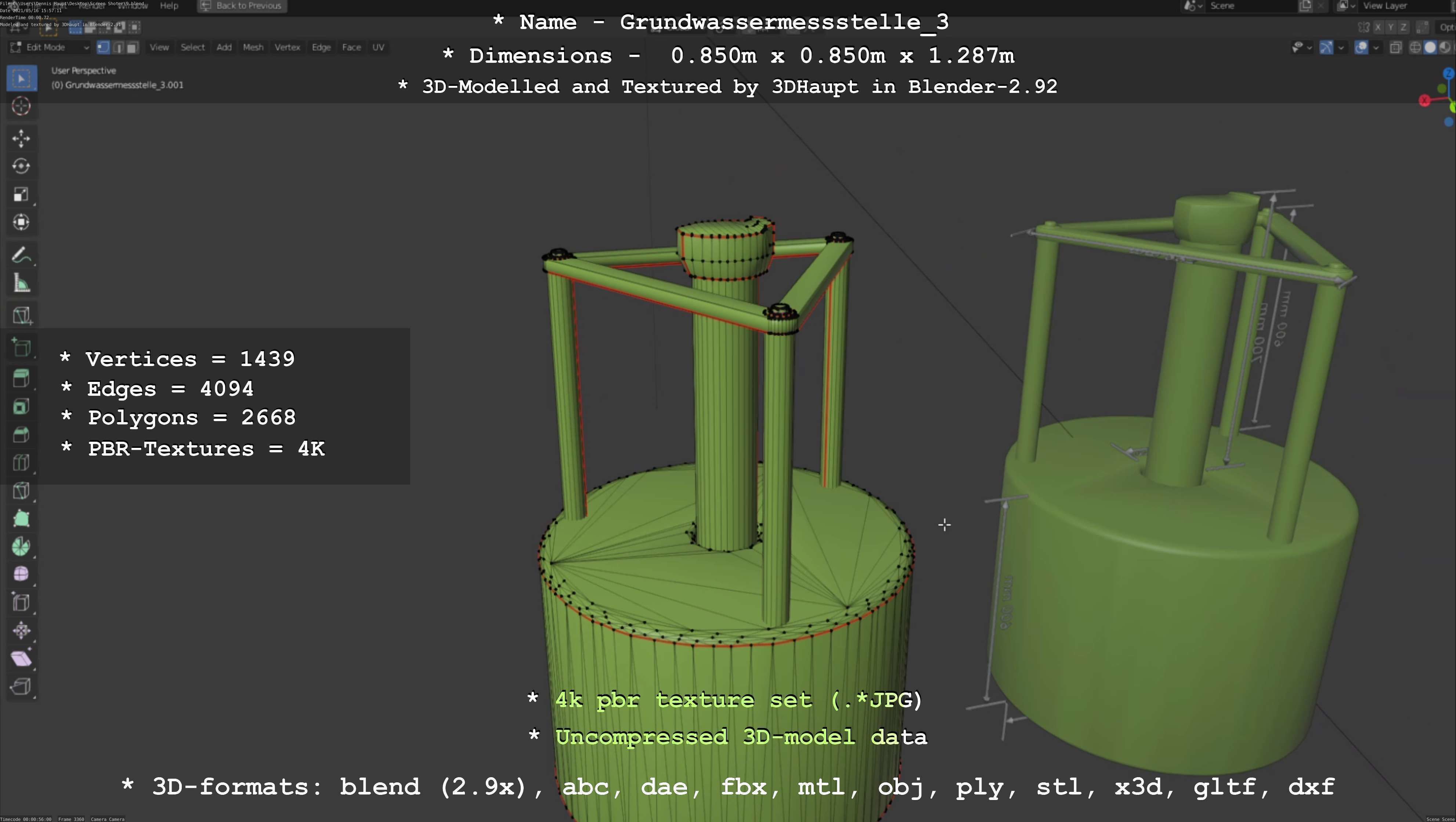 Groundwater monitoring well 3 version 2  Low-poly 3D model_27