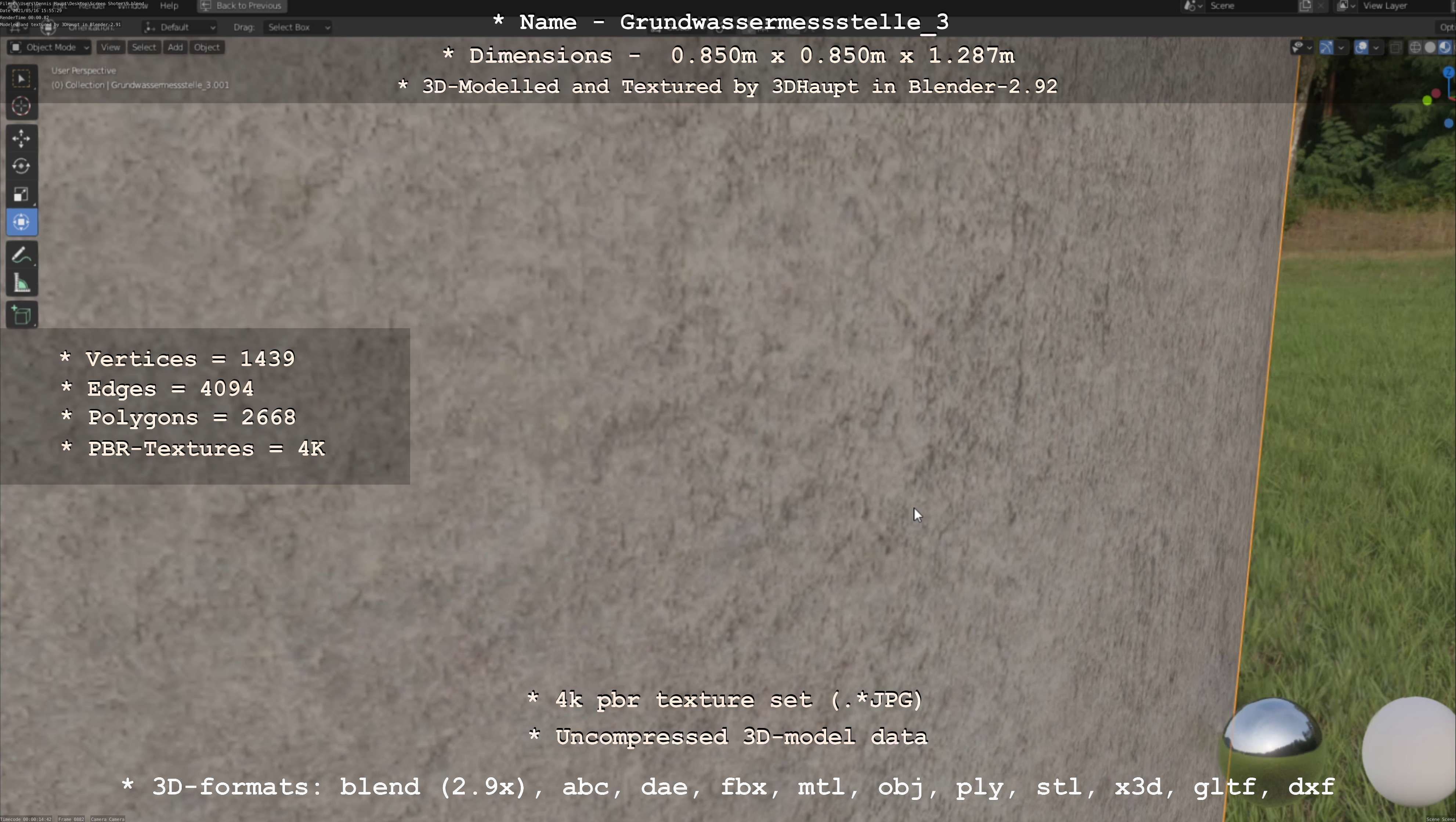 Groundwater monitoring well 3 version 2  Low-poly 3D model_138