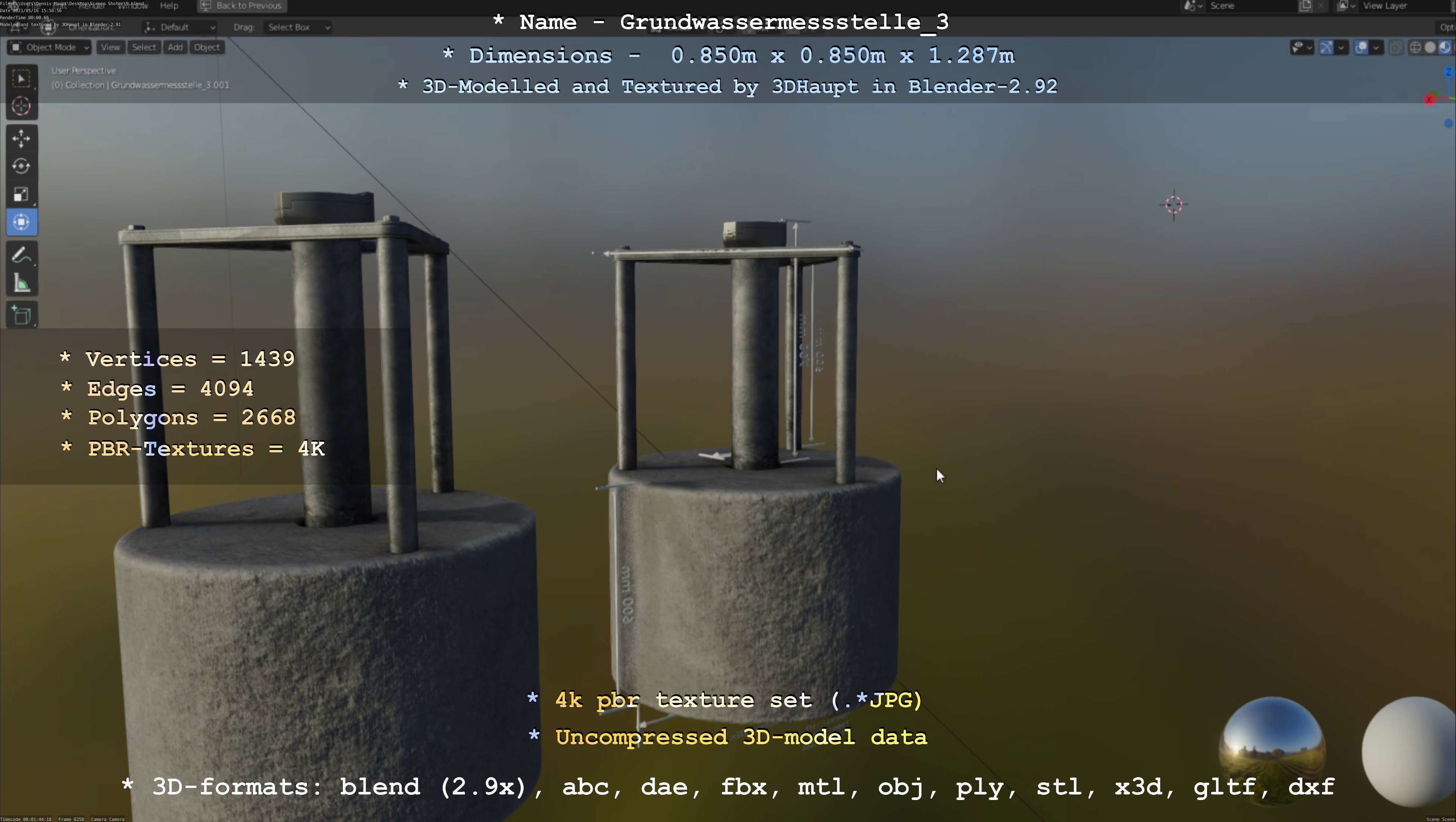 Groundwater monitoring well 3 version 2  Low-poly 3D model_112