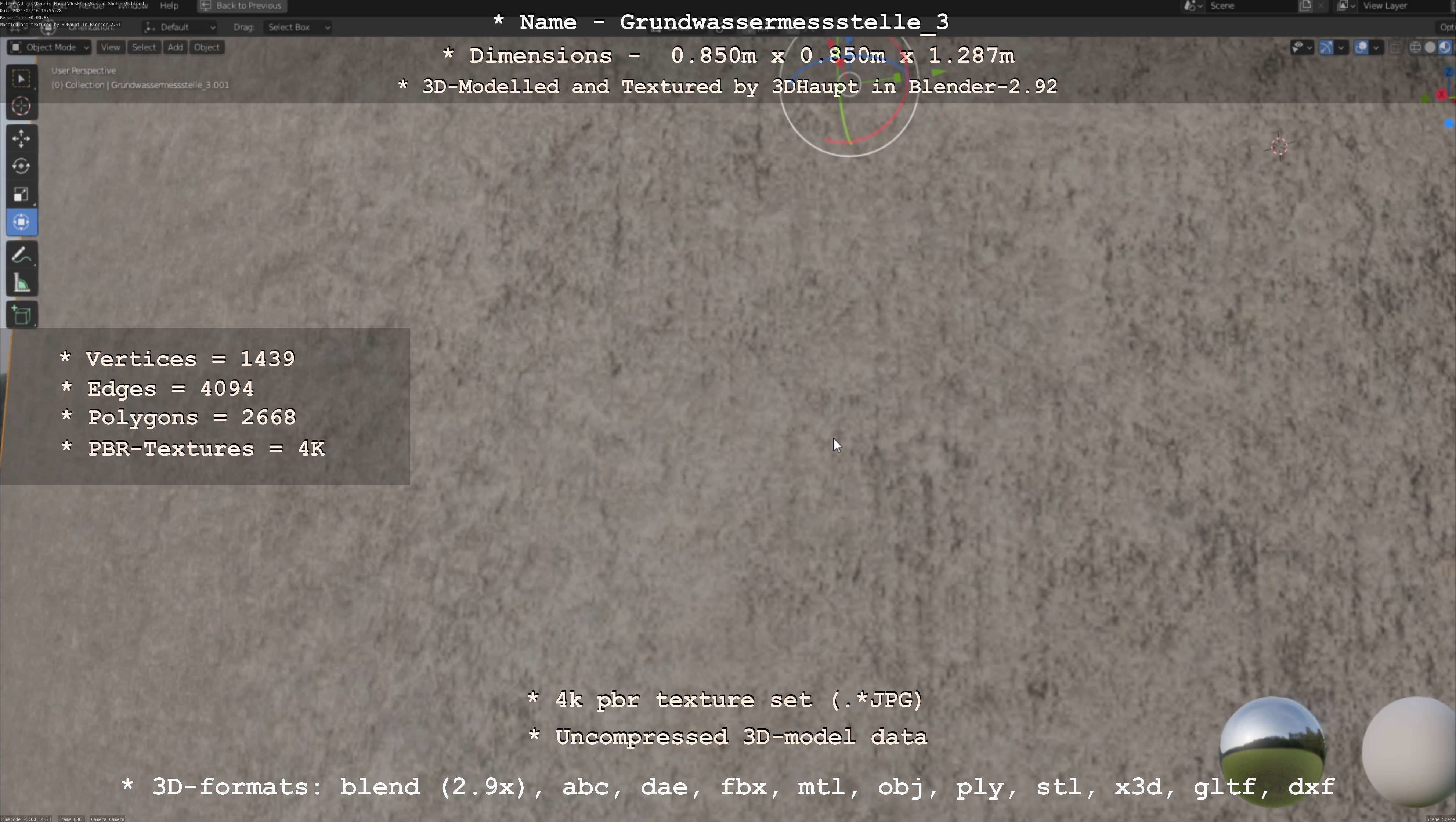 Groundwater monitoring well 3 version 2  Low-poly 3D model_143