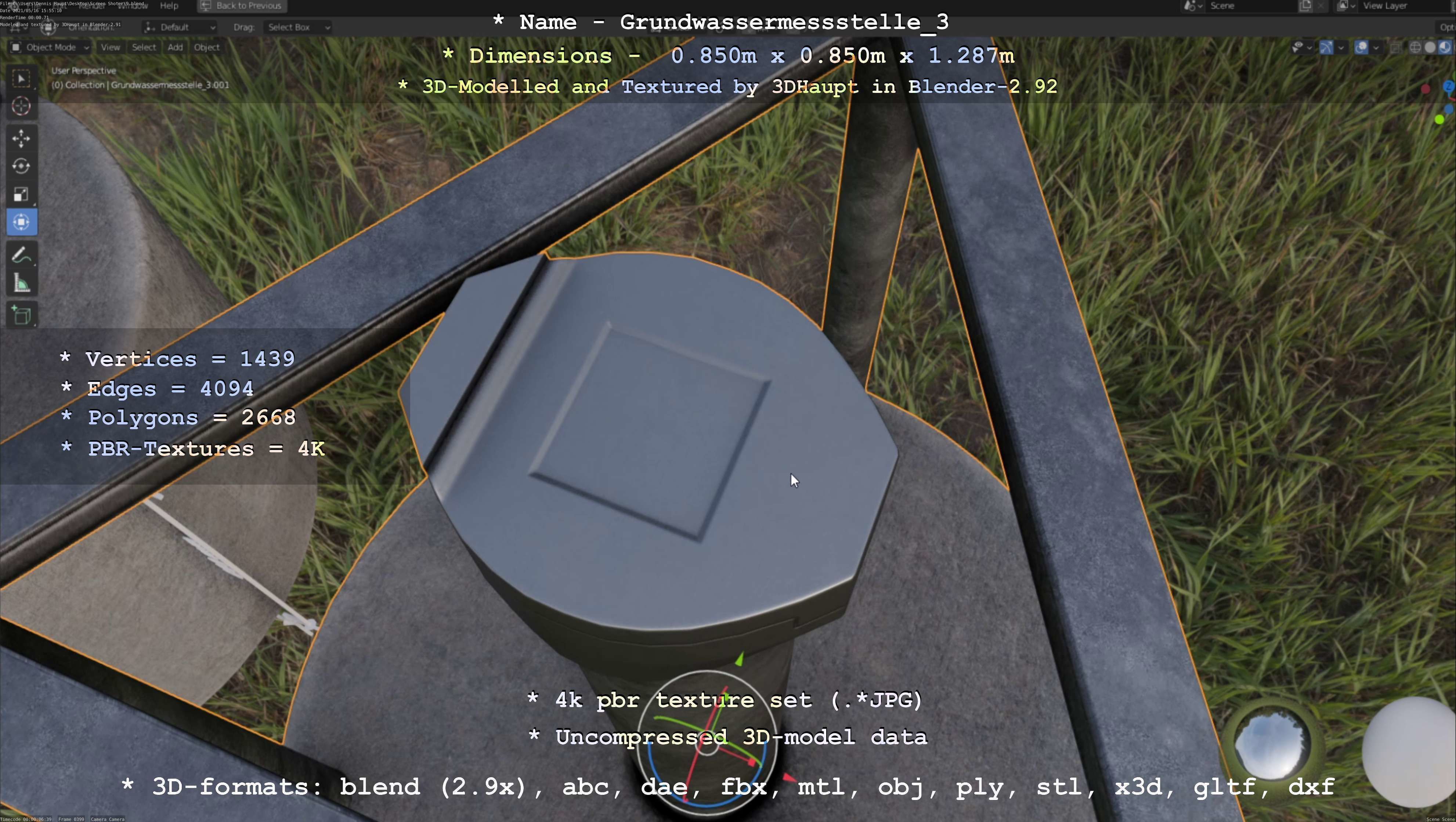 Groundwater monitoring well 3 version 2  Low-poly 3D model_127