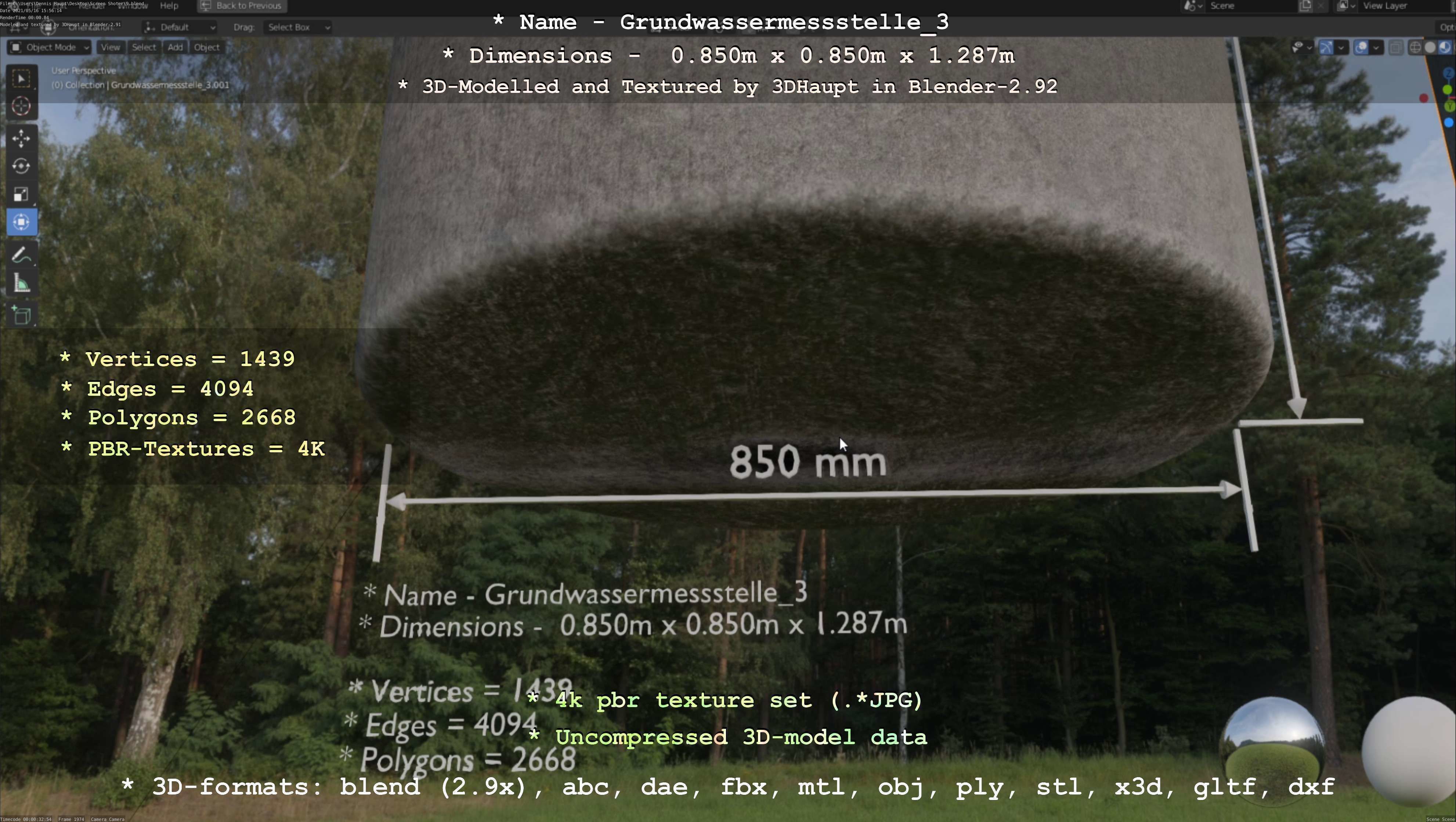 Groundwater monitoring well 3 version 2  Low-poly 3D model_68
