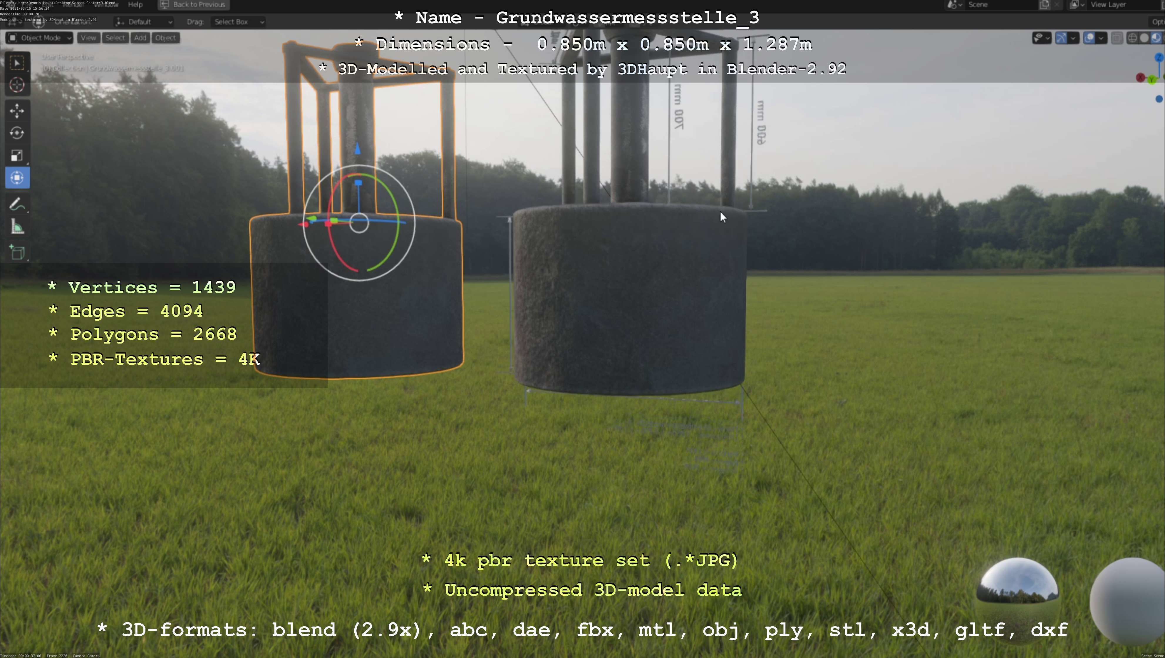 Groundwater monitoring well 3 version 2  Low-poly 3D model_24