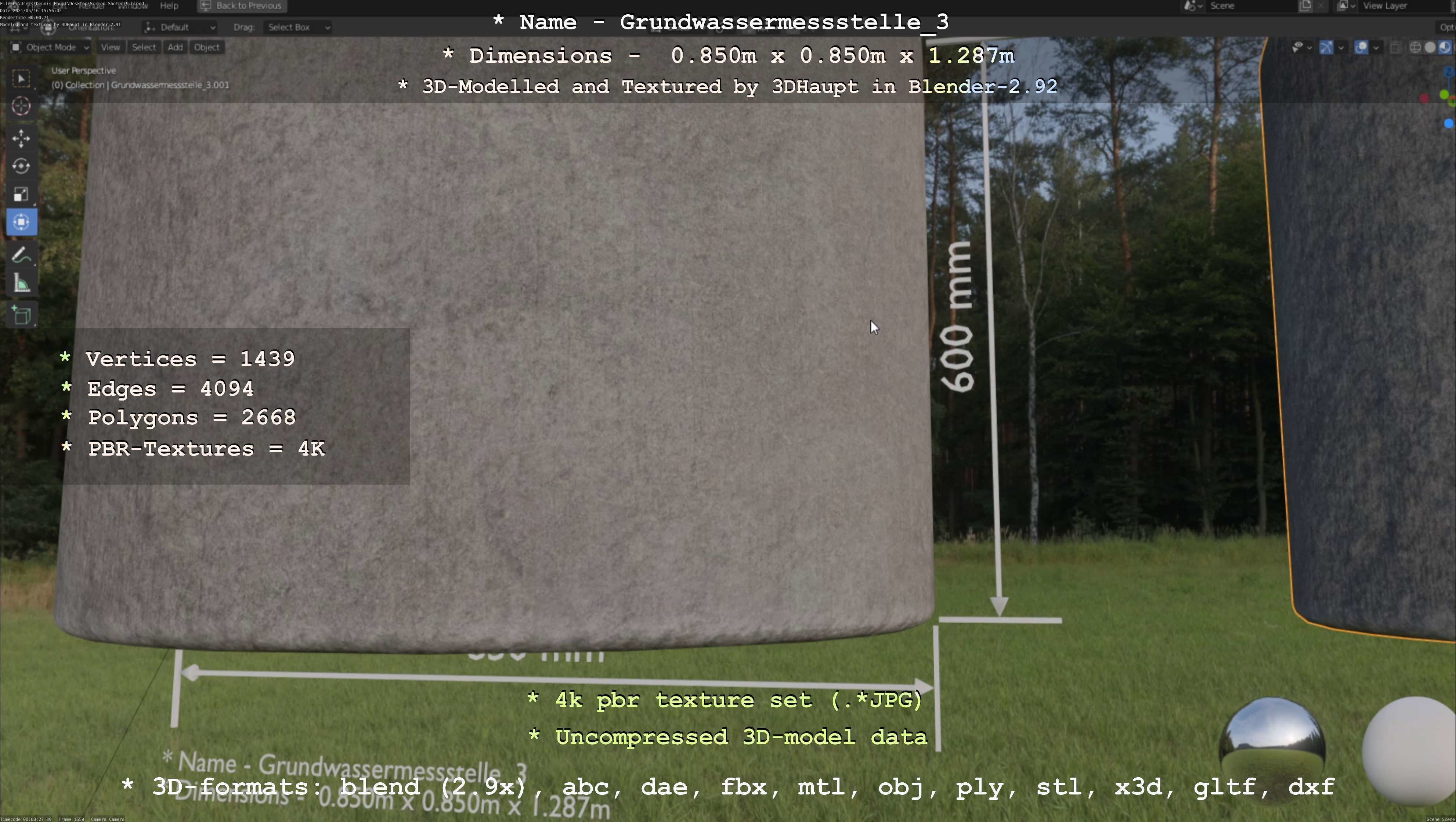 Groundwater monitoring well 3 version 2  Low-poly 3D model_59